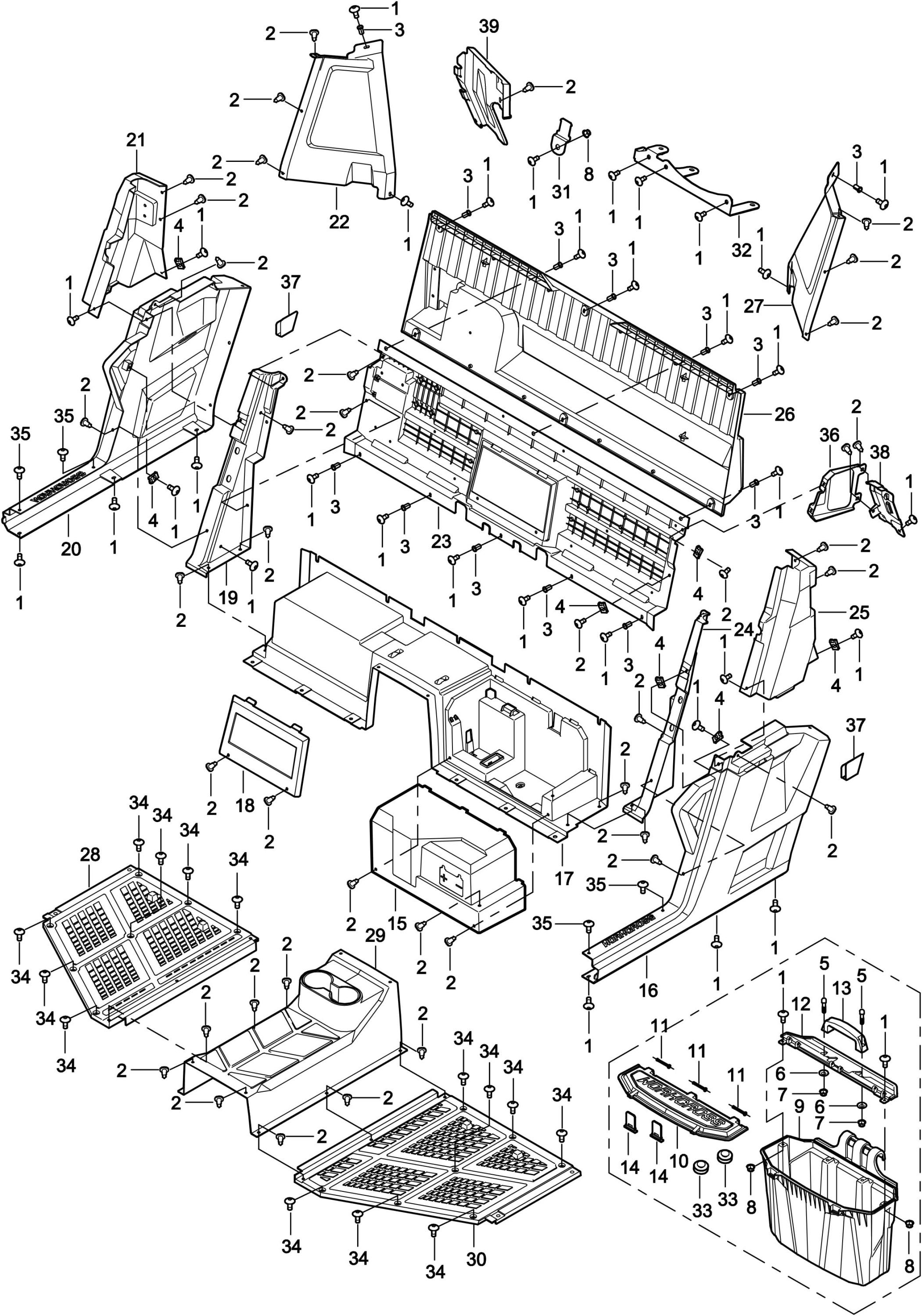 DIAGRAM 2025 AODES REAR MUDGUARD AND FOOTBOARD  (TWO DOOR)F22