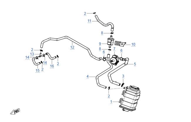 Схема узла: СИСТЕМА РЕЦИРКУЛЯЦИИ ОТРАБОТАВШИХ ГАЗОВ