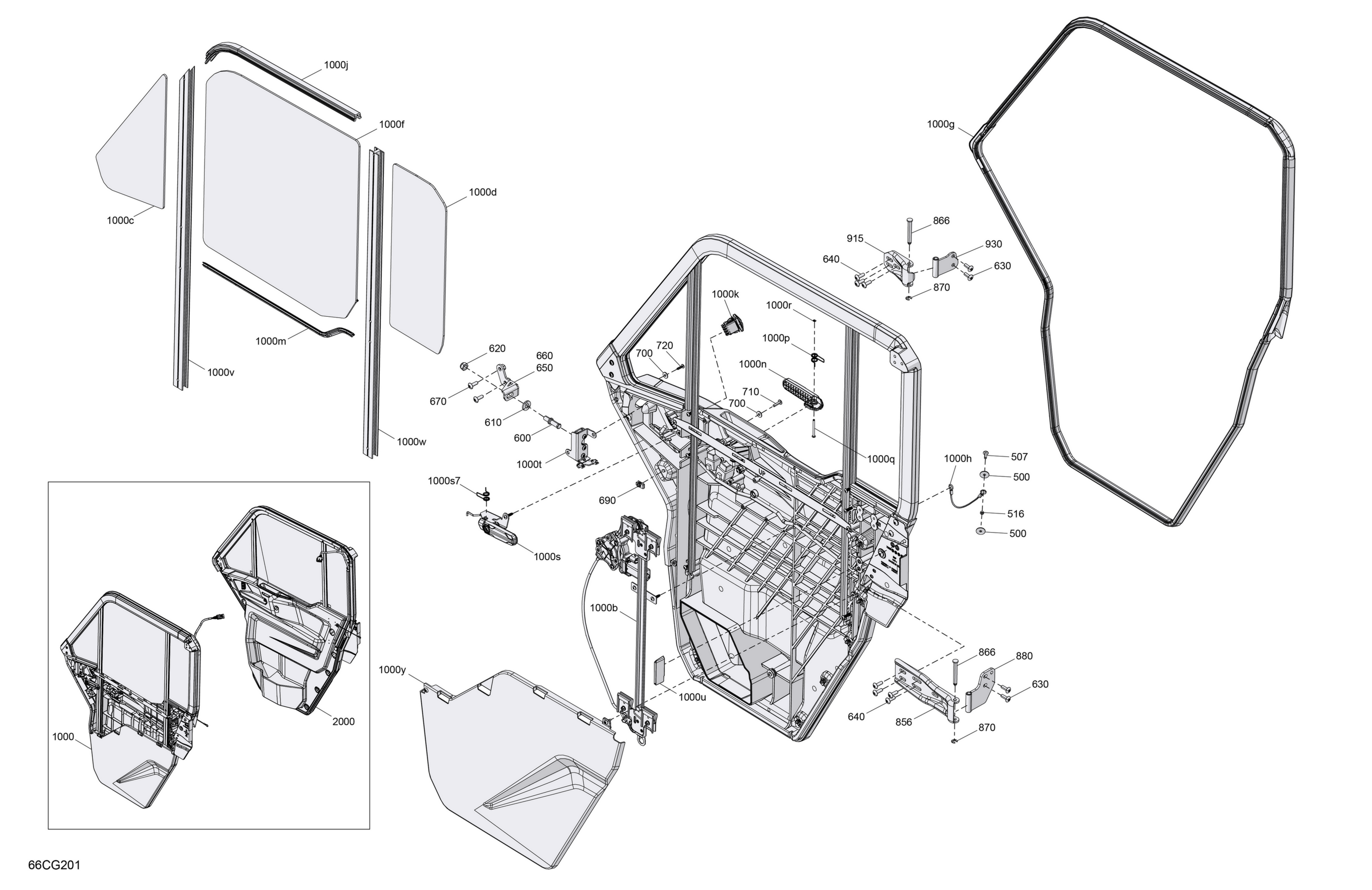 Схема узла: Enclosure Cab - Front Doors