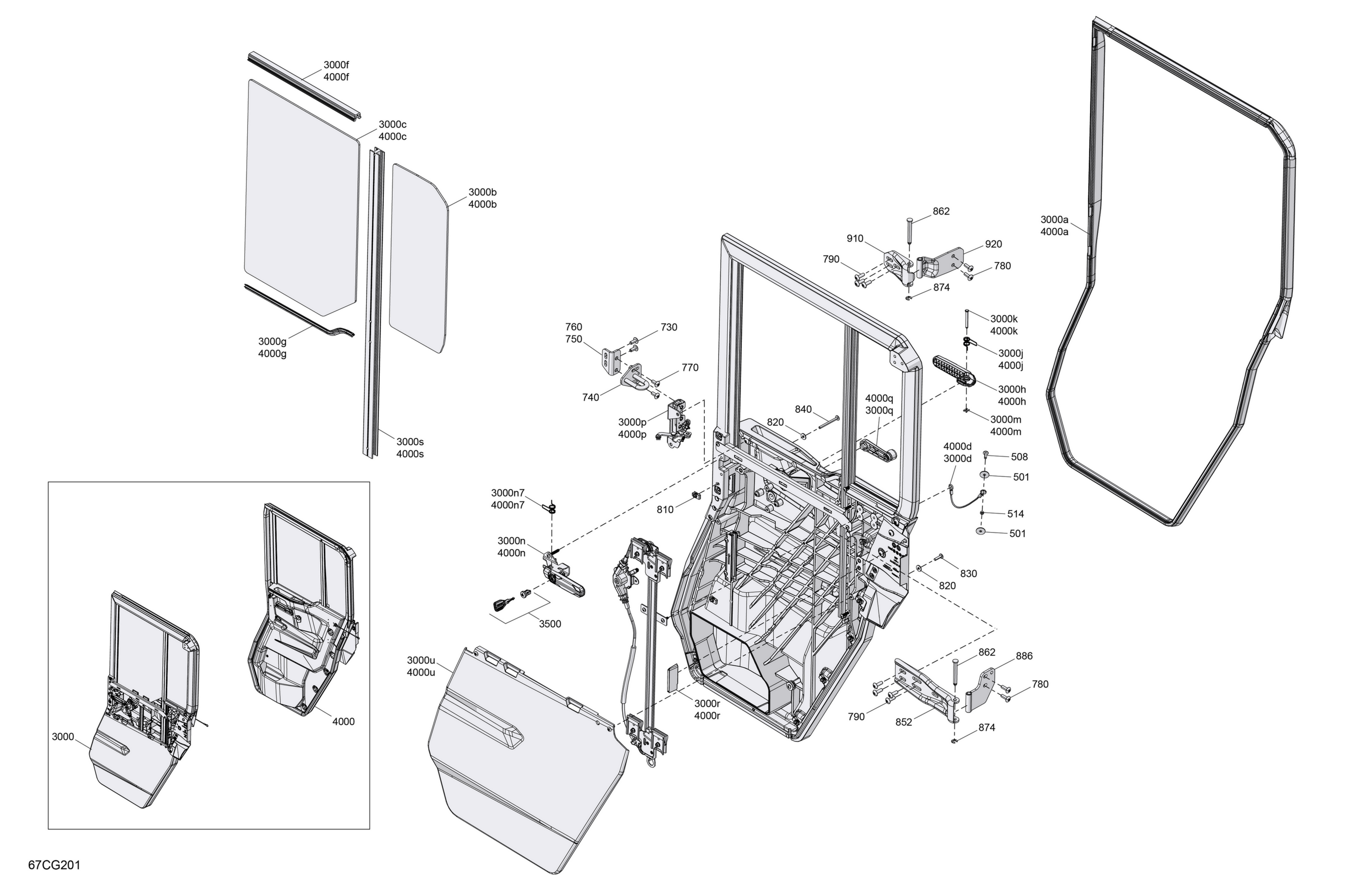 Схема узла: Enclosure Cab - Rear Doors