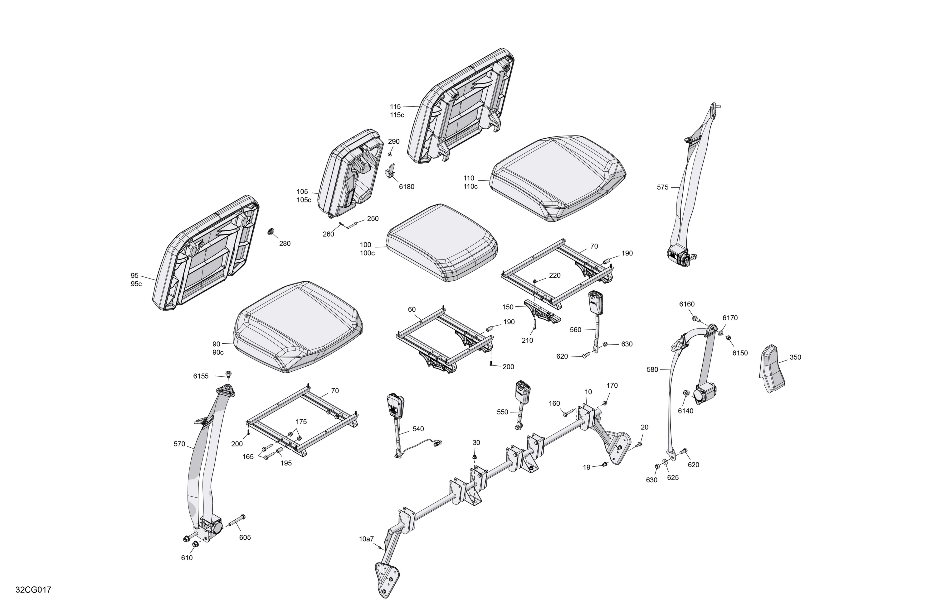 Схема узла: Body - Seat - Front Section