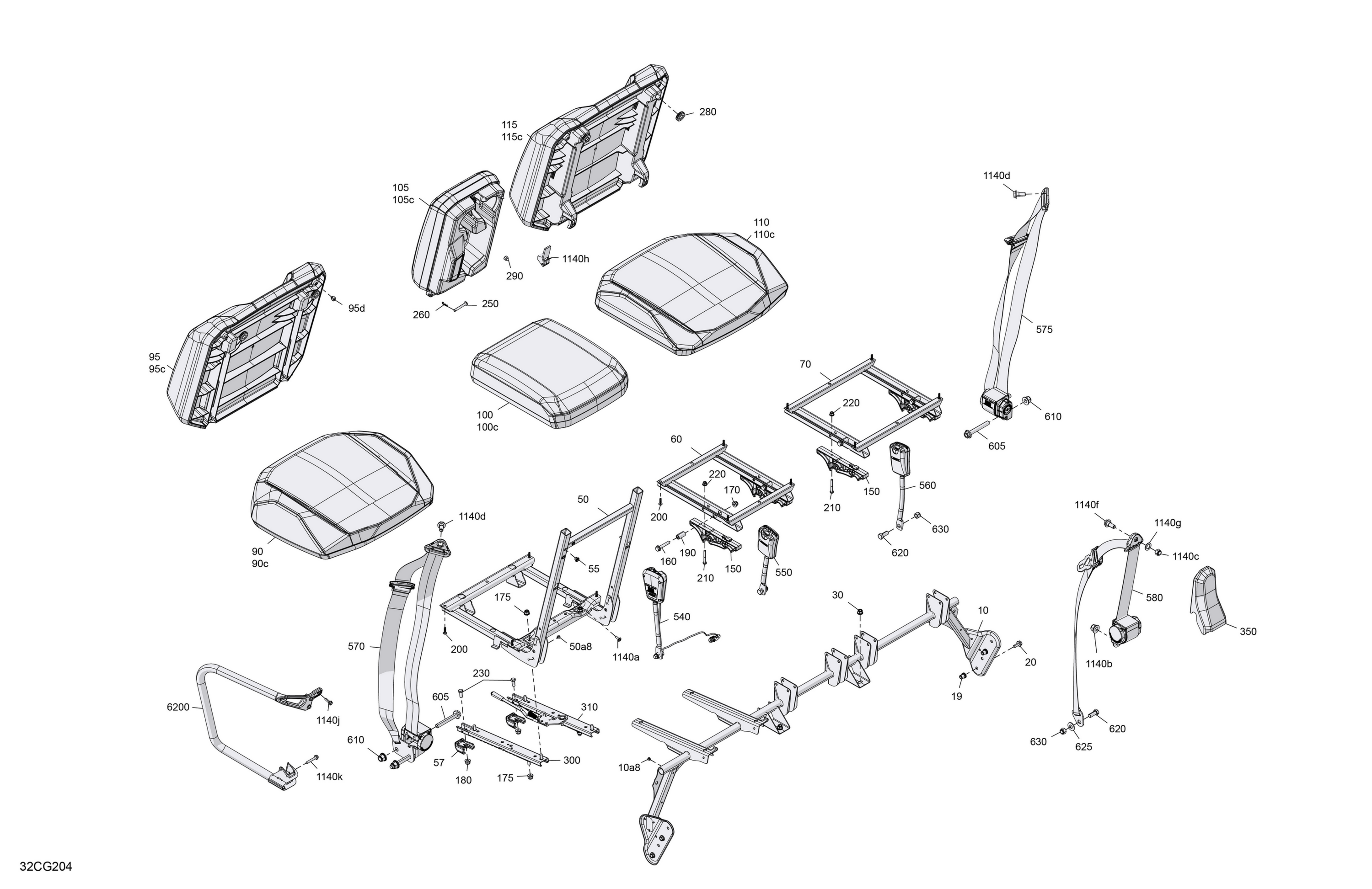Схема узла: Body - Seat - Front Section