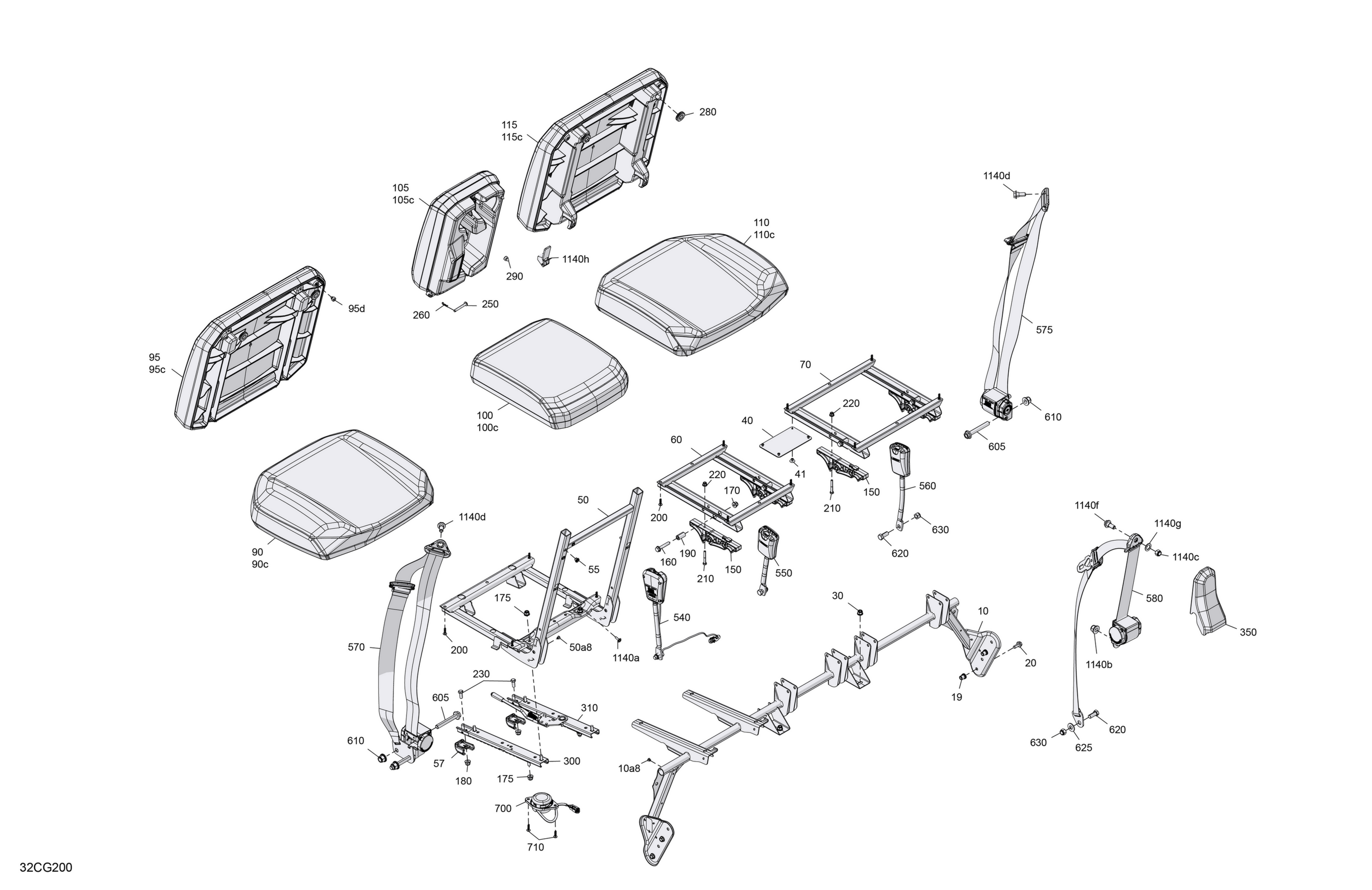 Схема узла: Body - Seat - Front Section