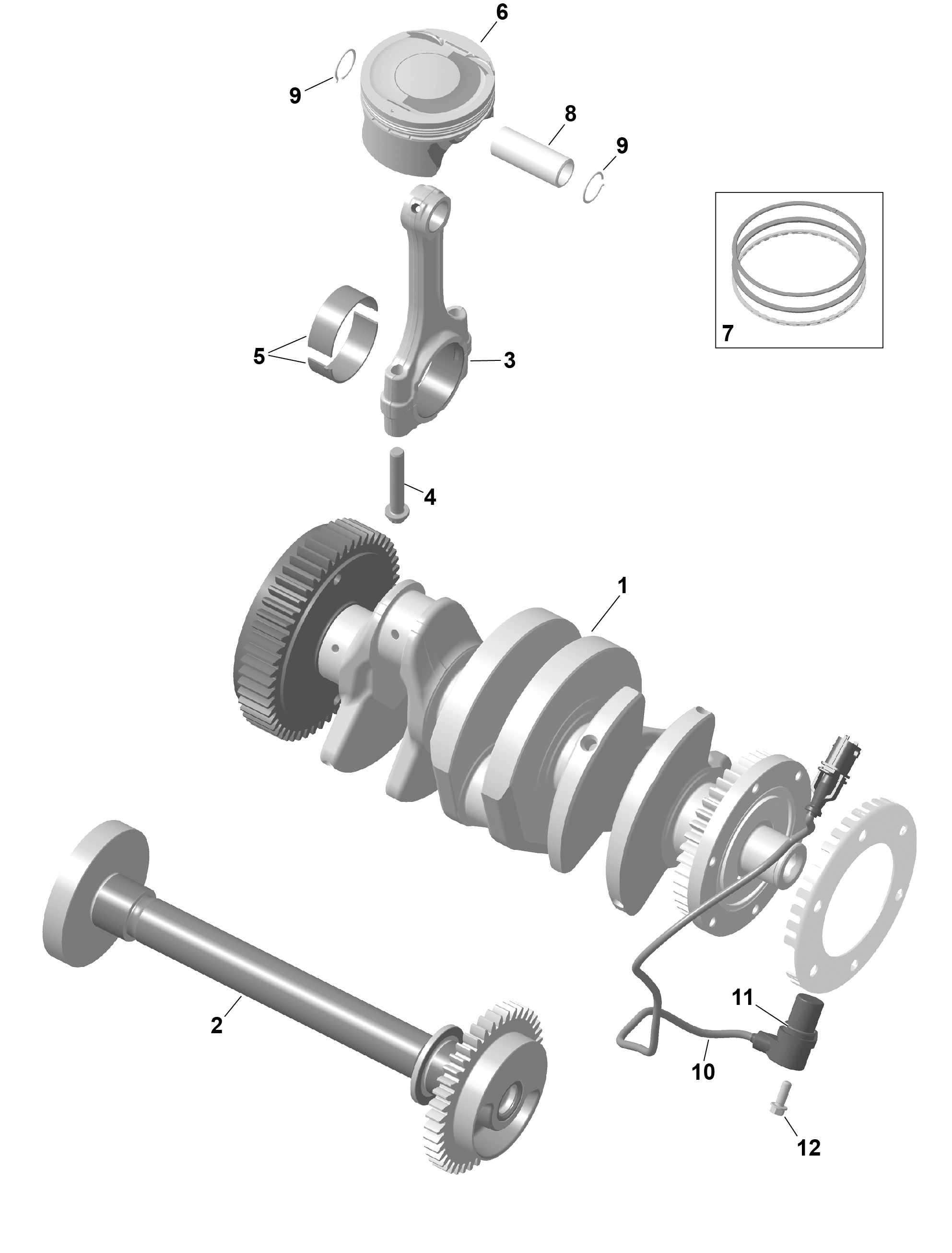 Схема узла: ROTAX - Crankshaft and Pistons