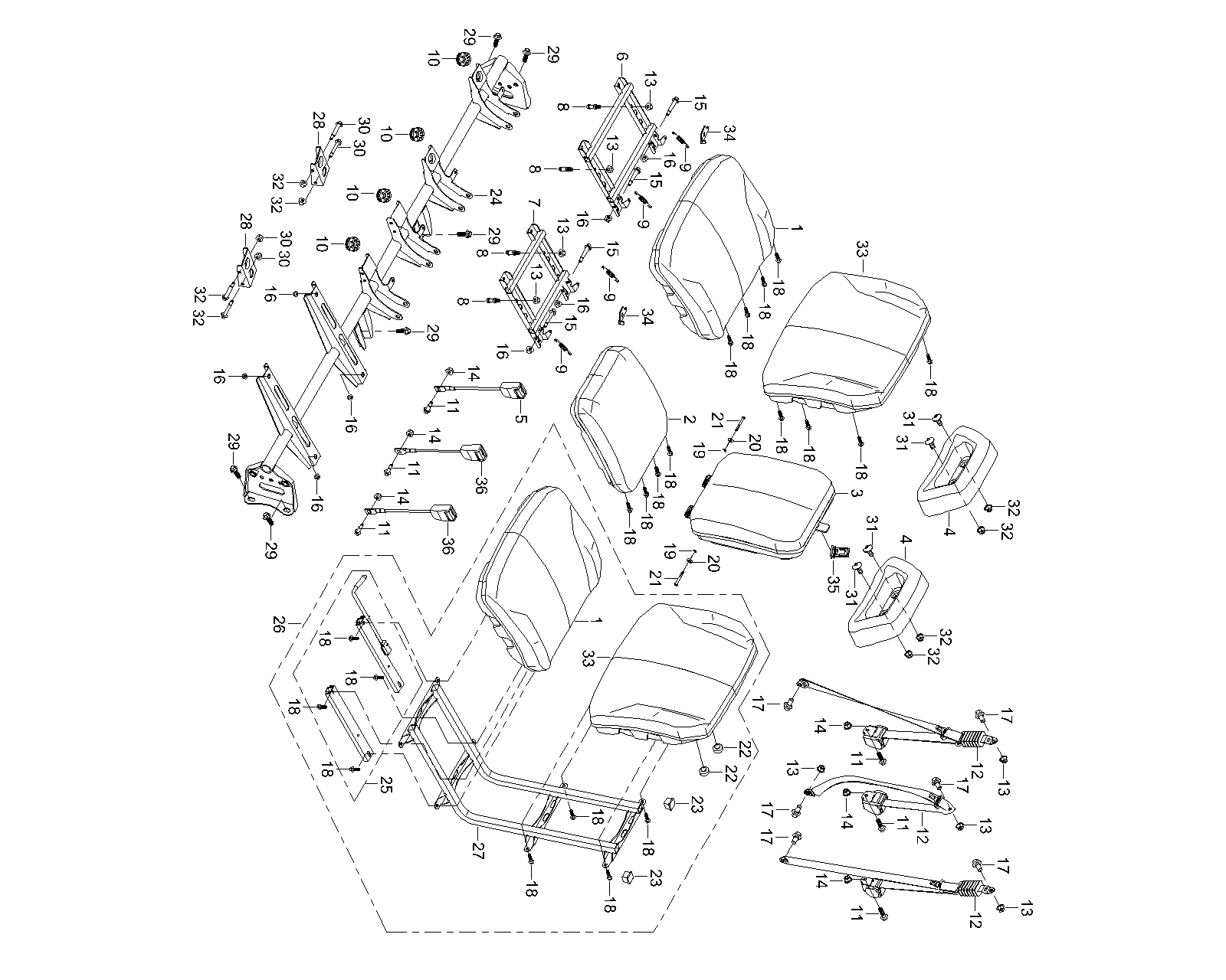 DIAGRAM 2025 AODES SEATS  (TWO DOOR) F17