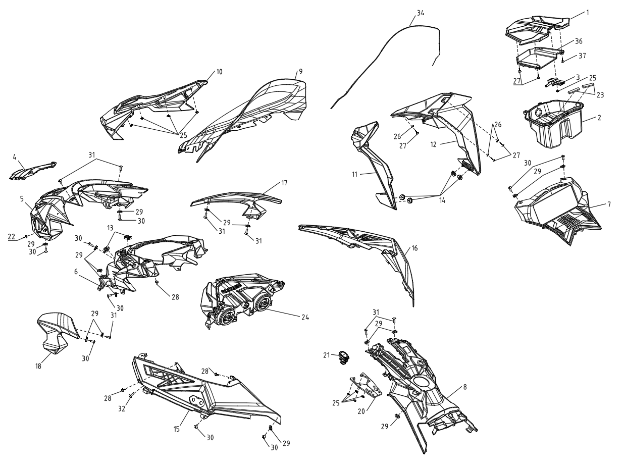 12. Body - Hood Section and WindShield