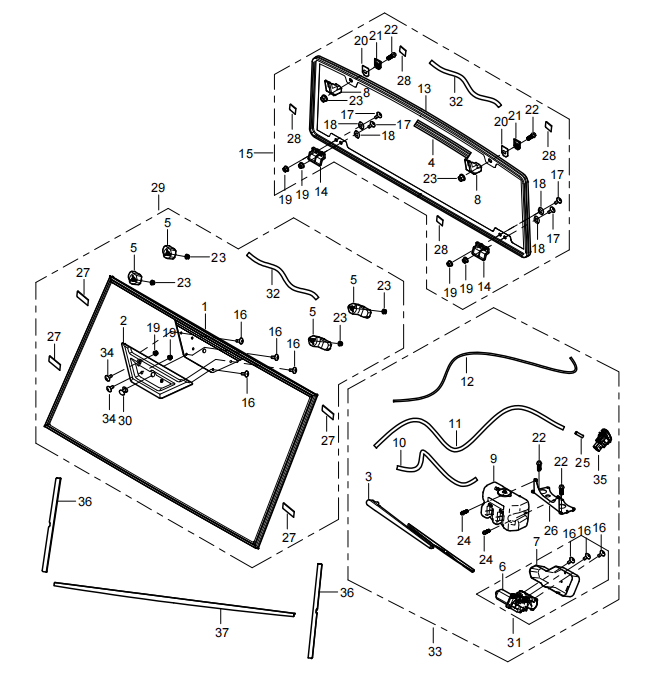 DIAGRAM 2025 AODES FRONT AND REAR WINDOW F30