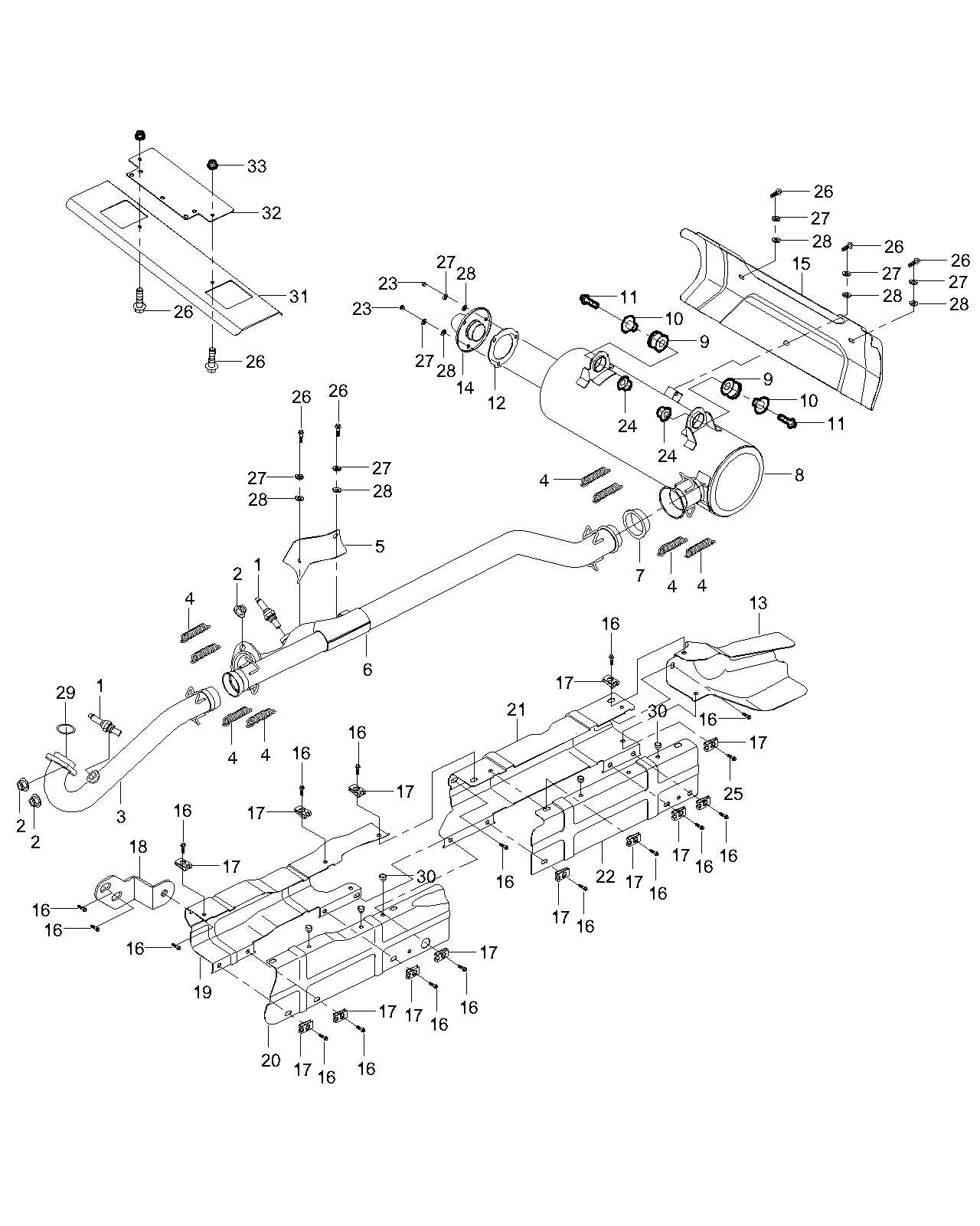 13. Exhaust  system (Single seat  vehicle only)