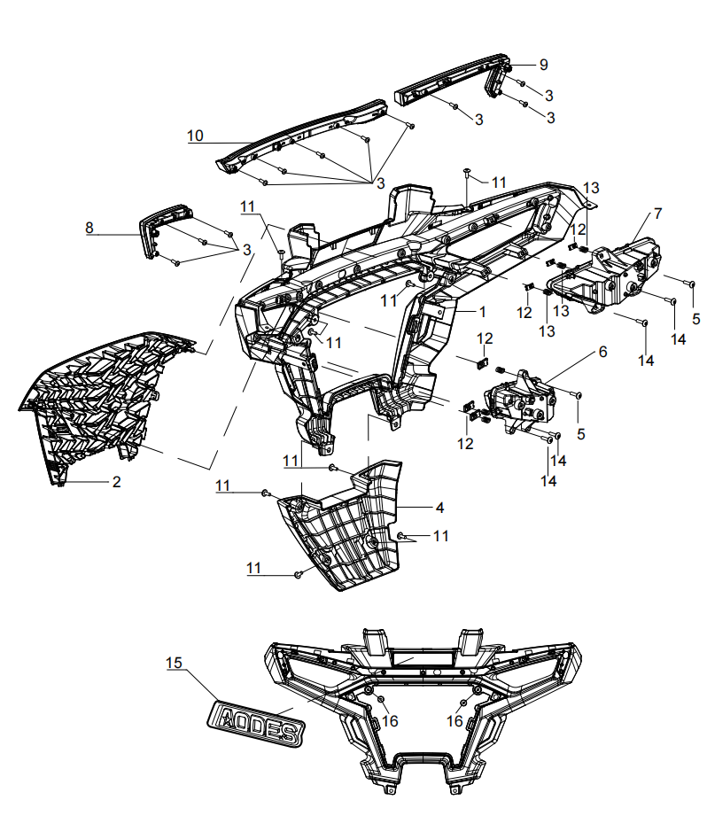 DIAGRAM 2025 AODES FRONT PLASTIC-2 F17