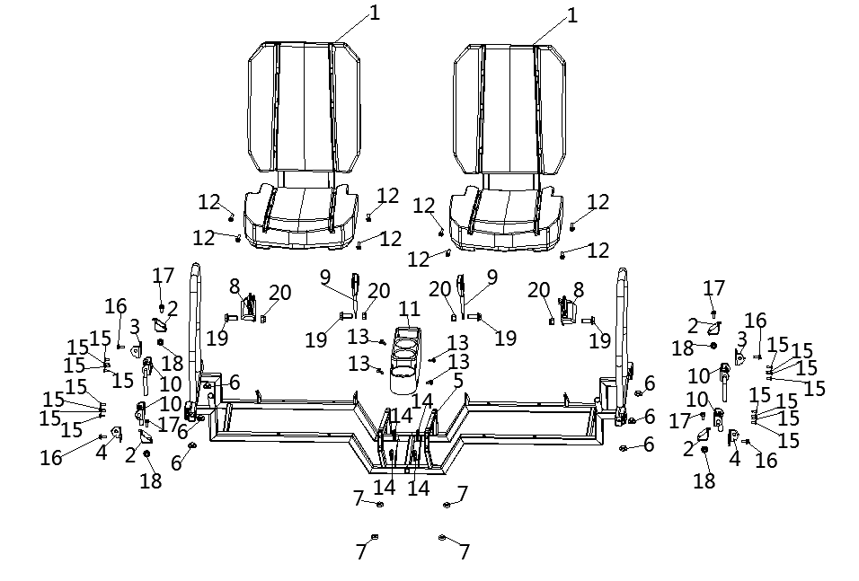 F24. Rear cargo seat bar