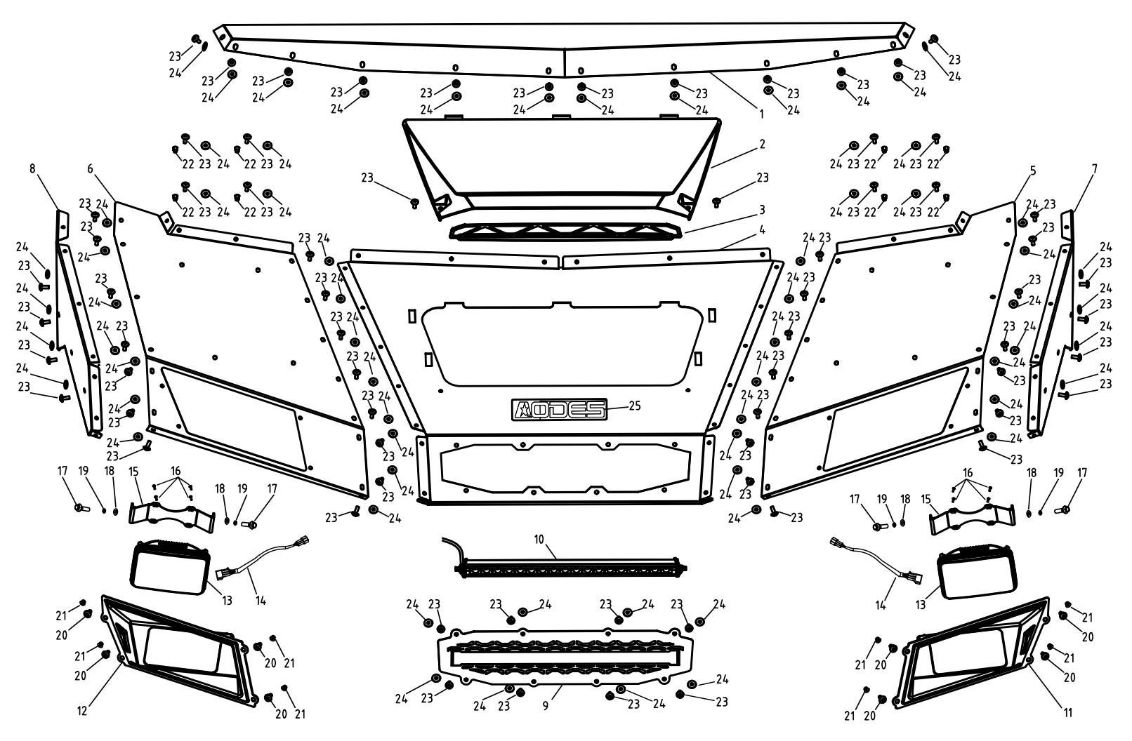 F13. Front cover of the front of the car
