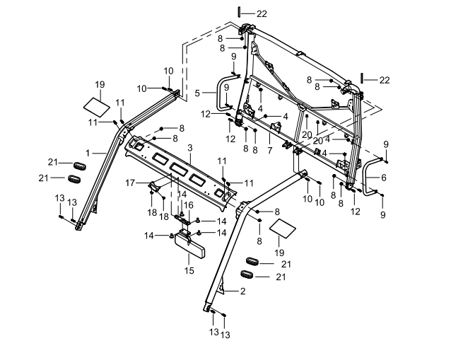 DIAGRAM 2025 AODES ROLL BAR  (TWO DOOR) F14