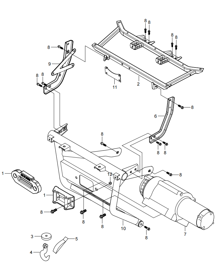 DIAGRAM 2024 AODES FRONT WINCH ASSY (WITH FRONT BUMPER) F23.1