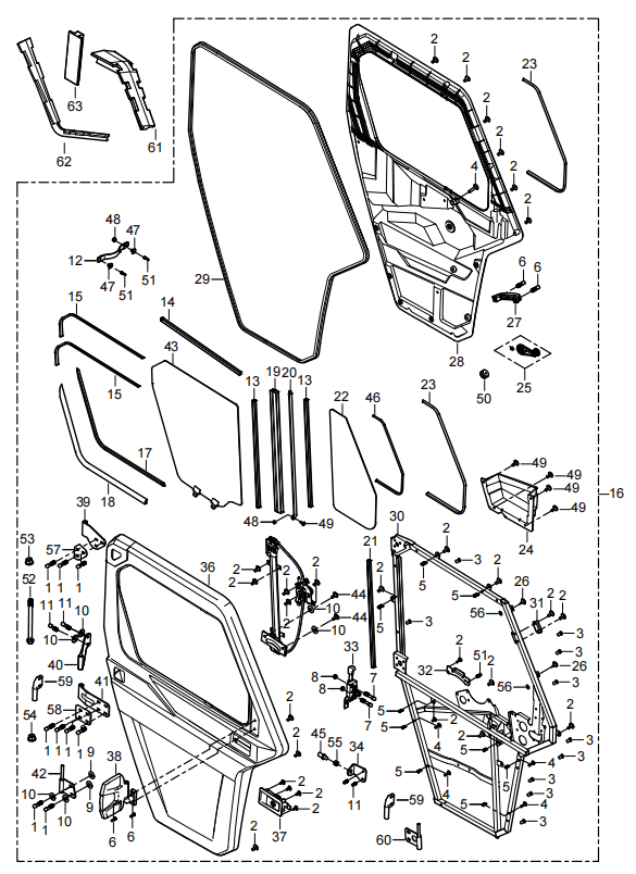 DIAGRAM 2025 AODES FRONT DOOR, PASSENGER SIDE (FOUR DOOR) F26