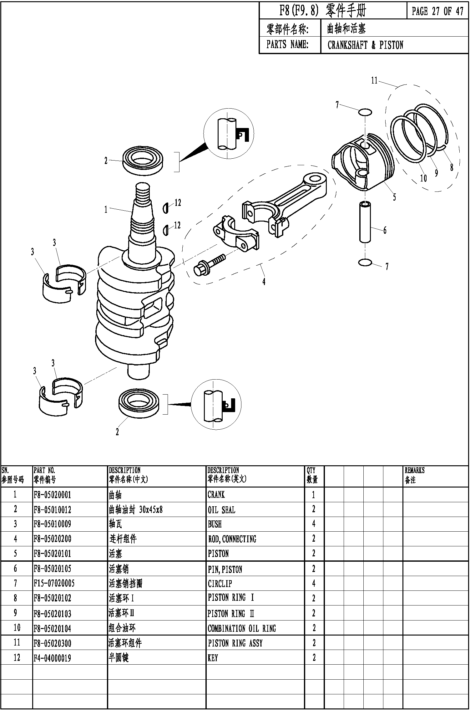 CRANKSHAFT & PISTON