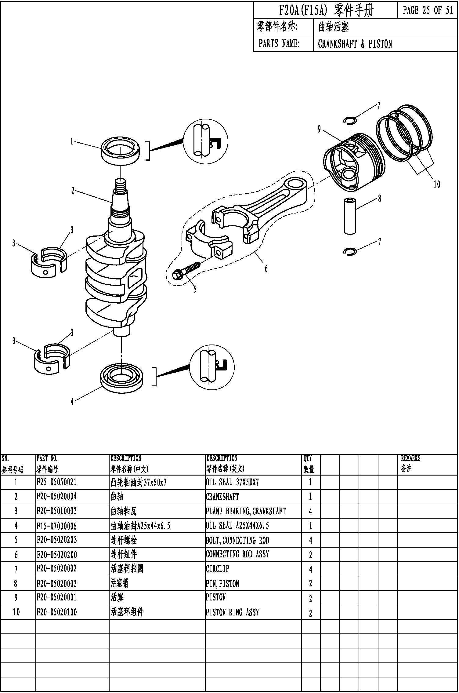 CRANKSHAFT & PISTON