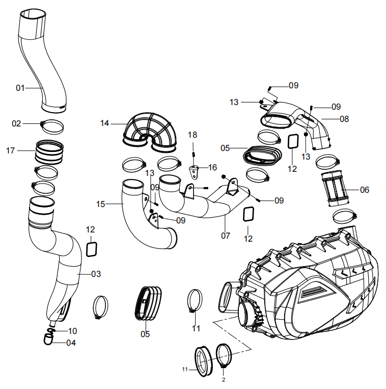 11. CVT intake and exhaust system
