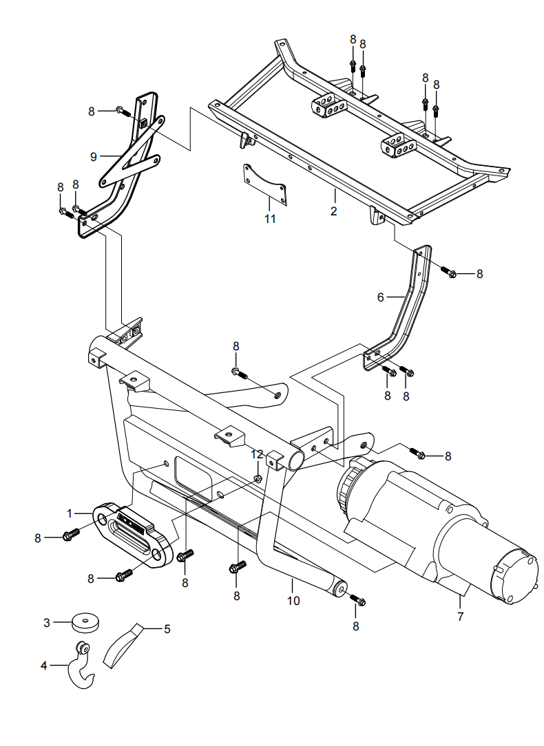 DIAGRAM 2025 AODES FRONT WINCH ASSY (WITH FRONT BUMPER) F23