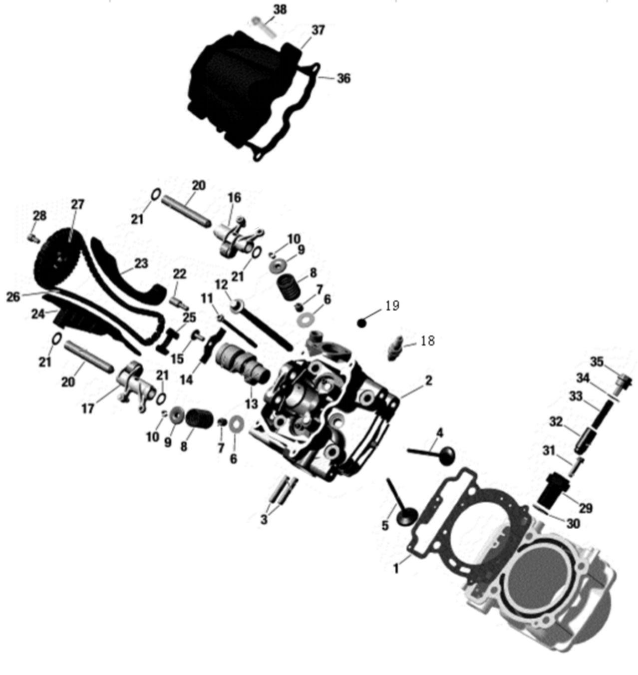 1. Cylinder head assembly for one cylinder (X1140101000)