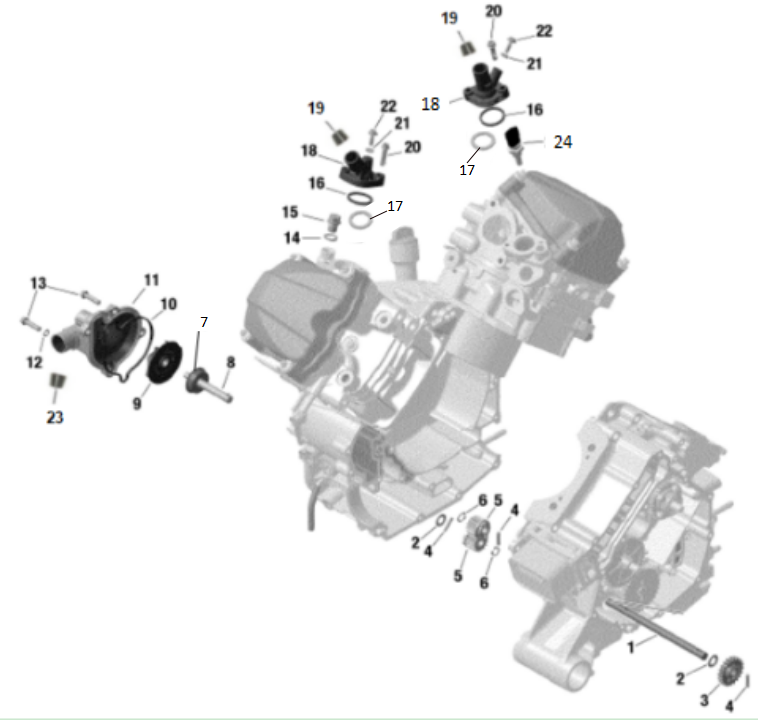 7. Engine water-cooling assembly (X1140107000)