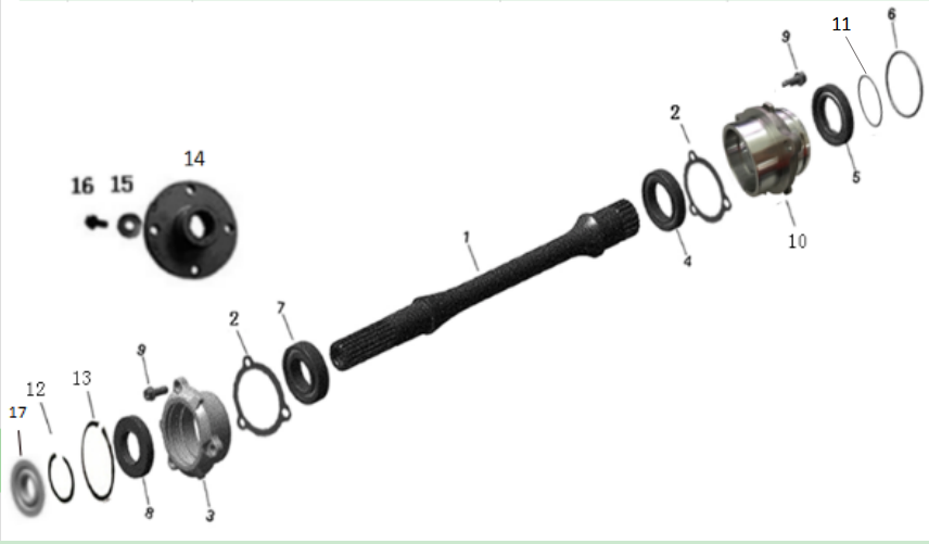 8. Front output shaft assembly (X1140108000)