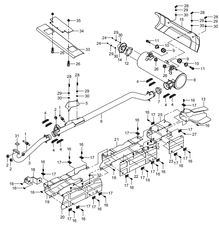 13. Exhaust system (long)
