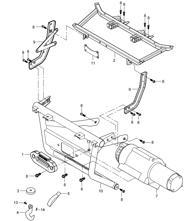 DIAGRAM 2025 AODES FRONT WINCH ASSY (WITH FRONT BUMPER) F23