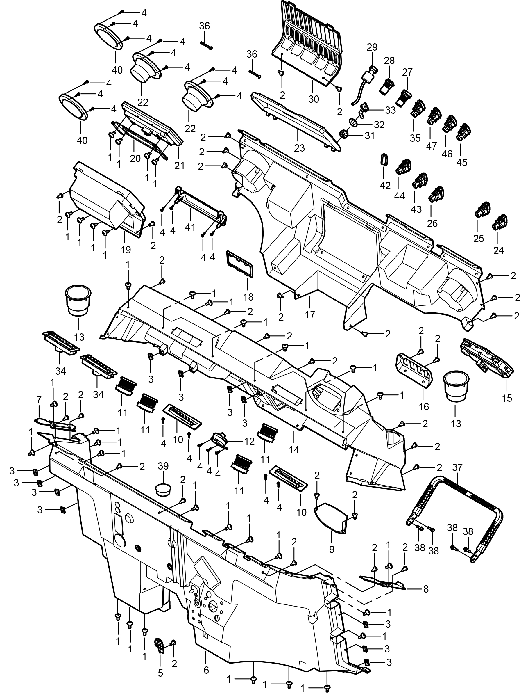 DASH BOARD (WITH HVAC OR HV) F25