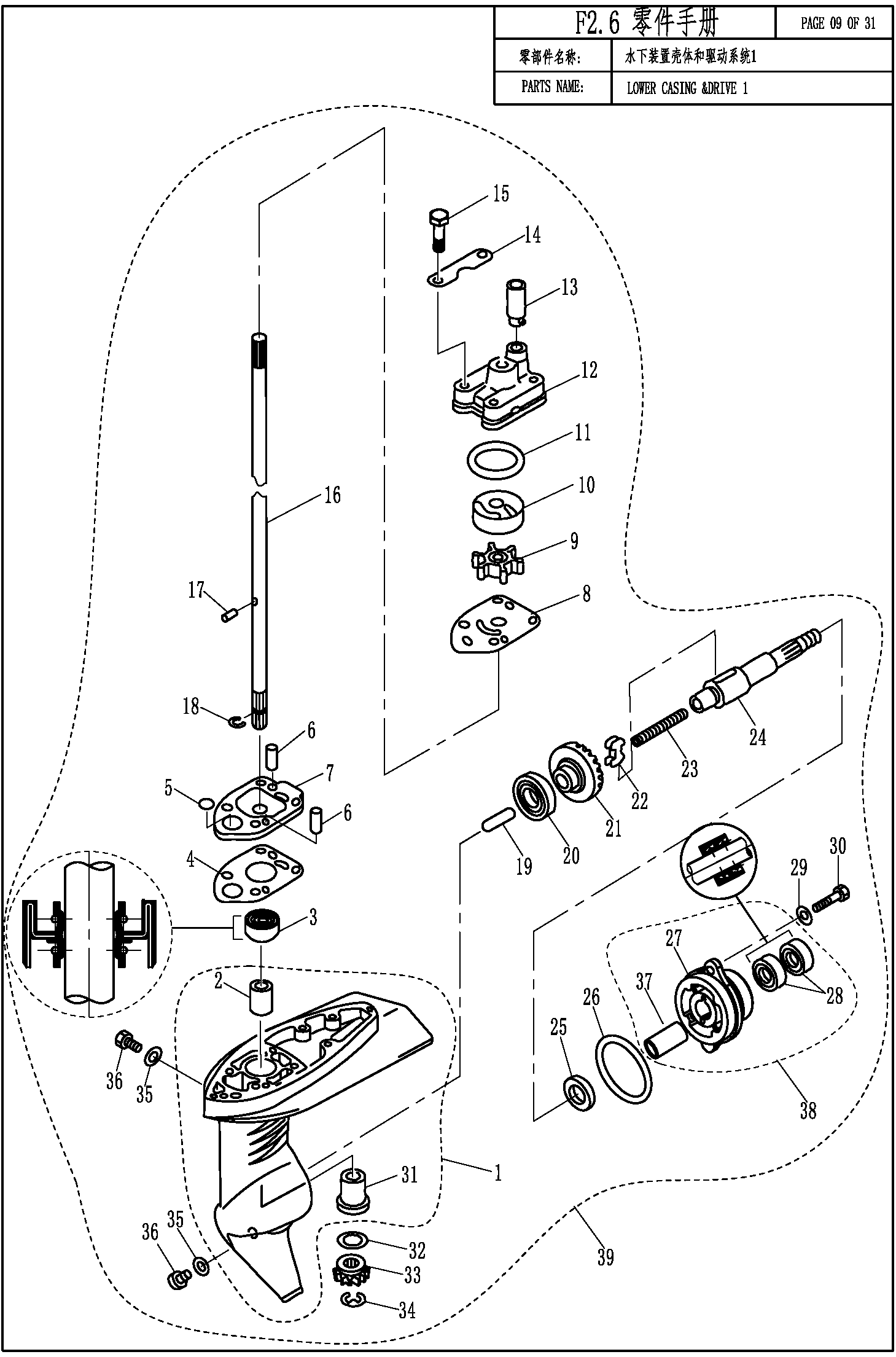 LOWER CASING &  DRIVE 1
