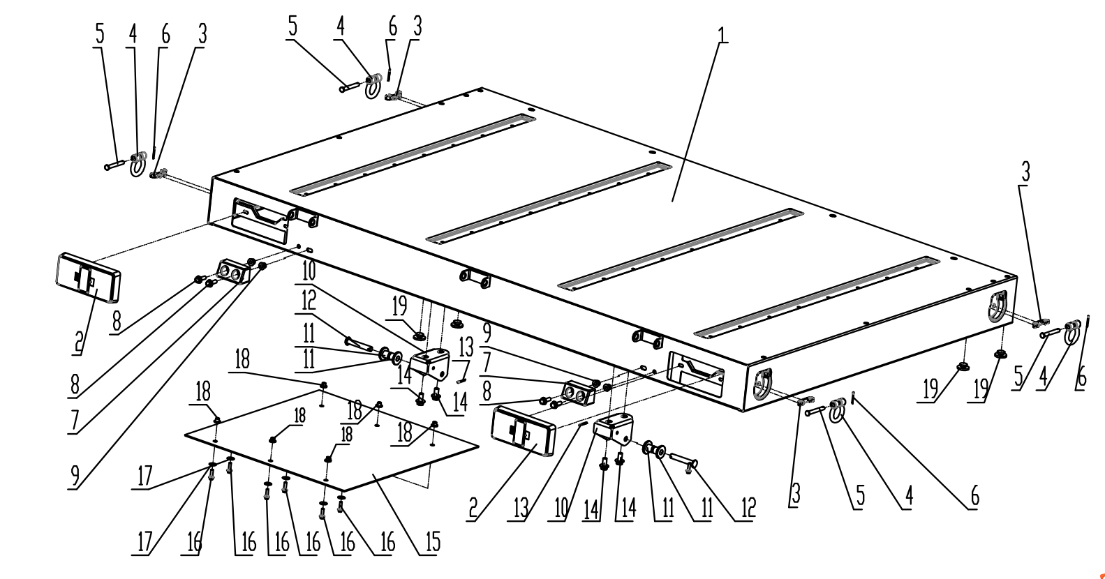 F14. Bottom of cargo bed
