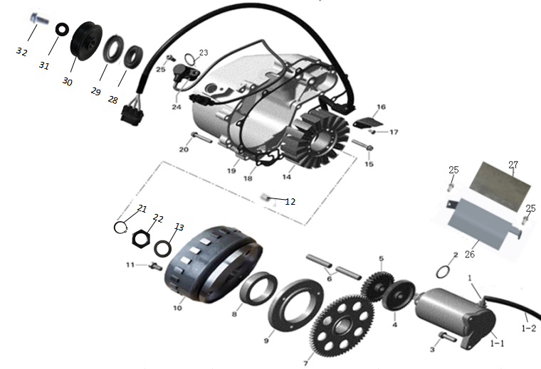 5. Magneto electric starter assembly (X1140105000)