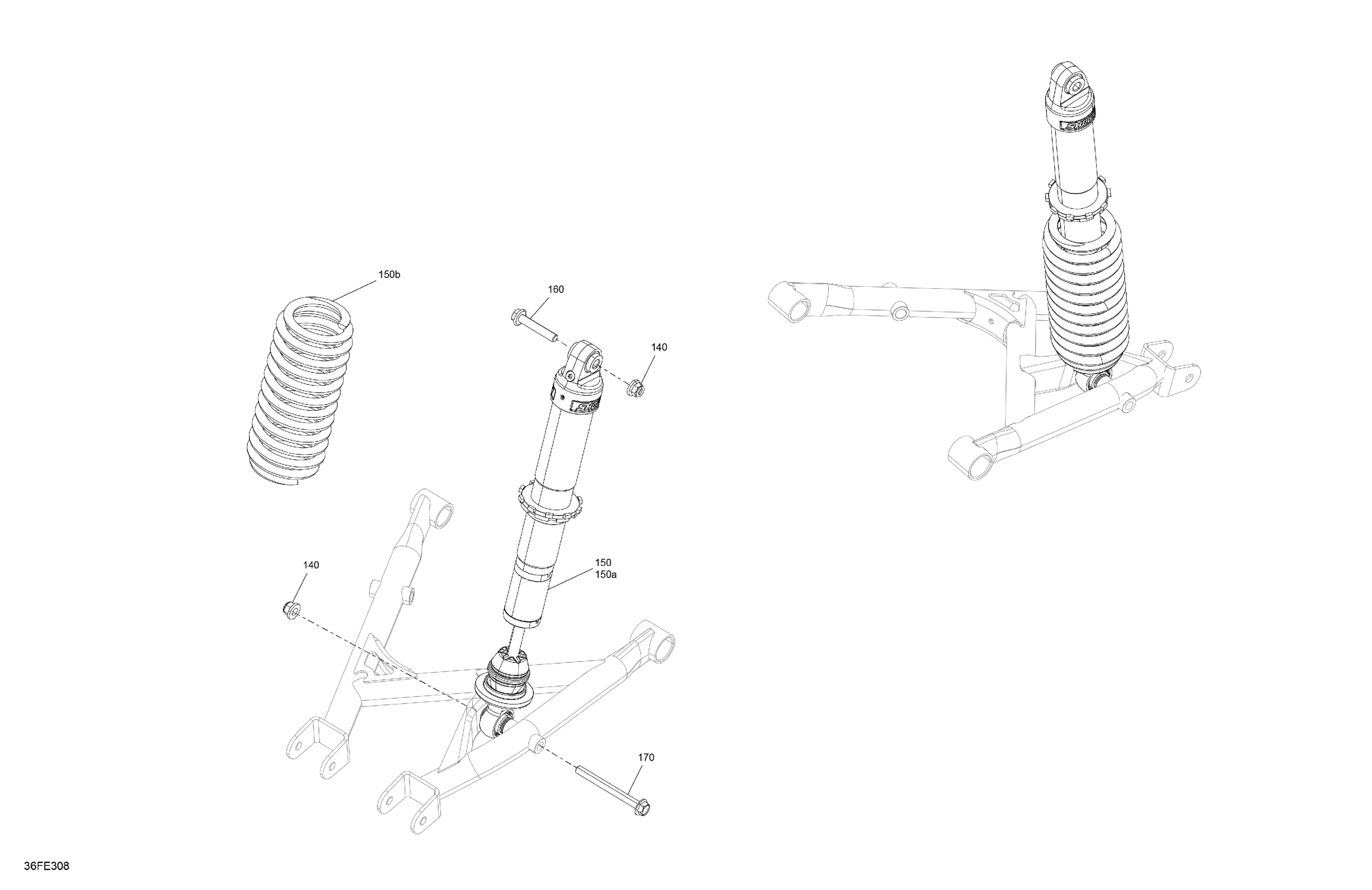 Схема узла: Suspension - Rear Shocks