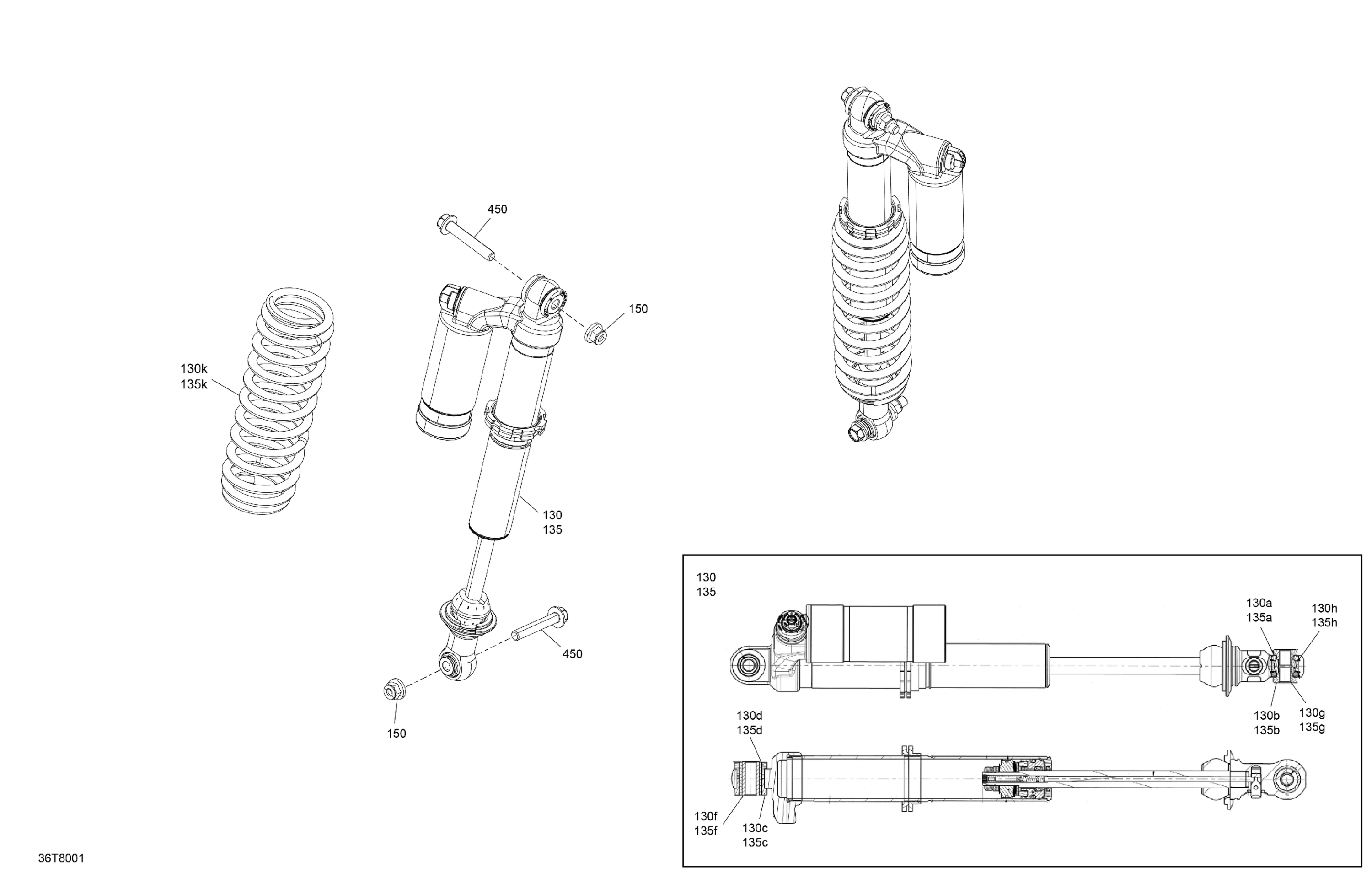 Схема узла: Suspension - Rear Shocks