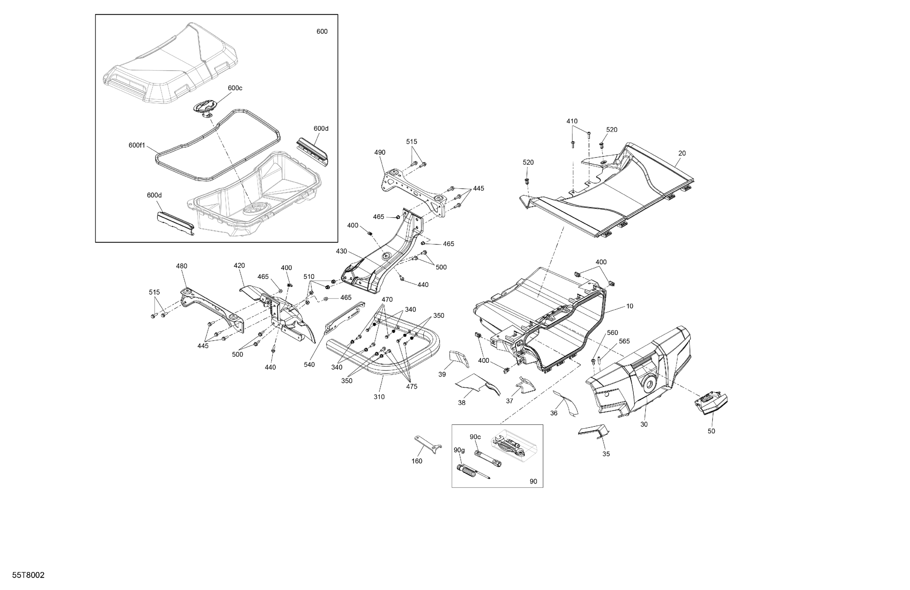 Схема узла: Body - Rear Storage Tray