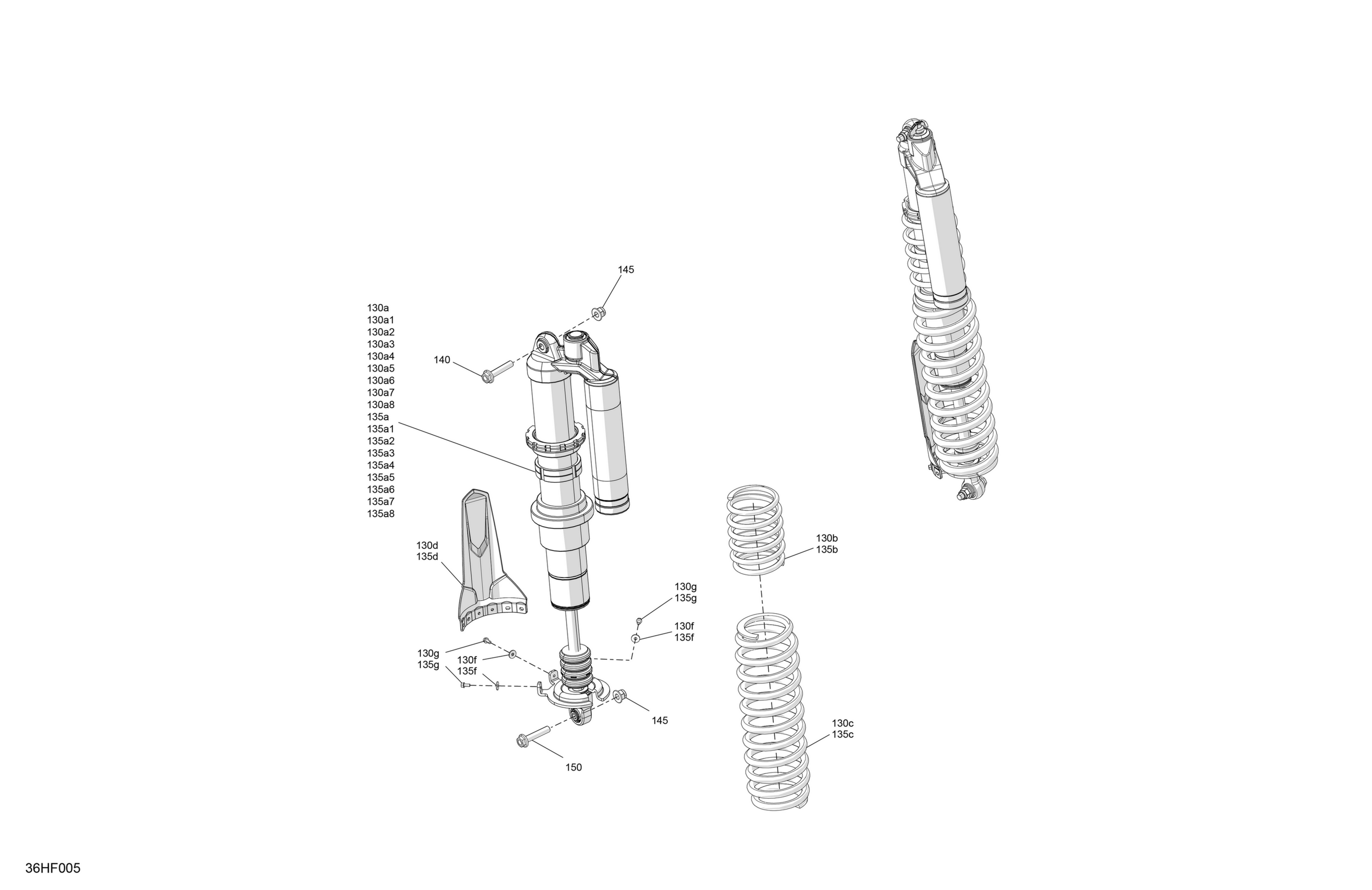 Схема узла: Suspension - Rear Shocks