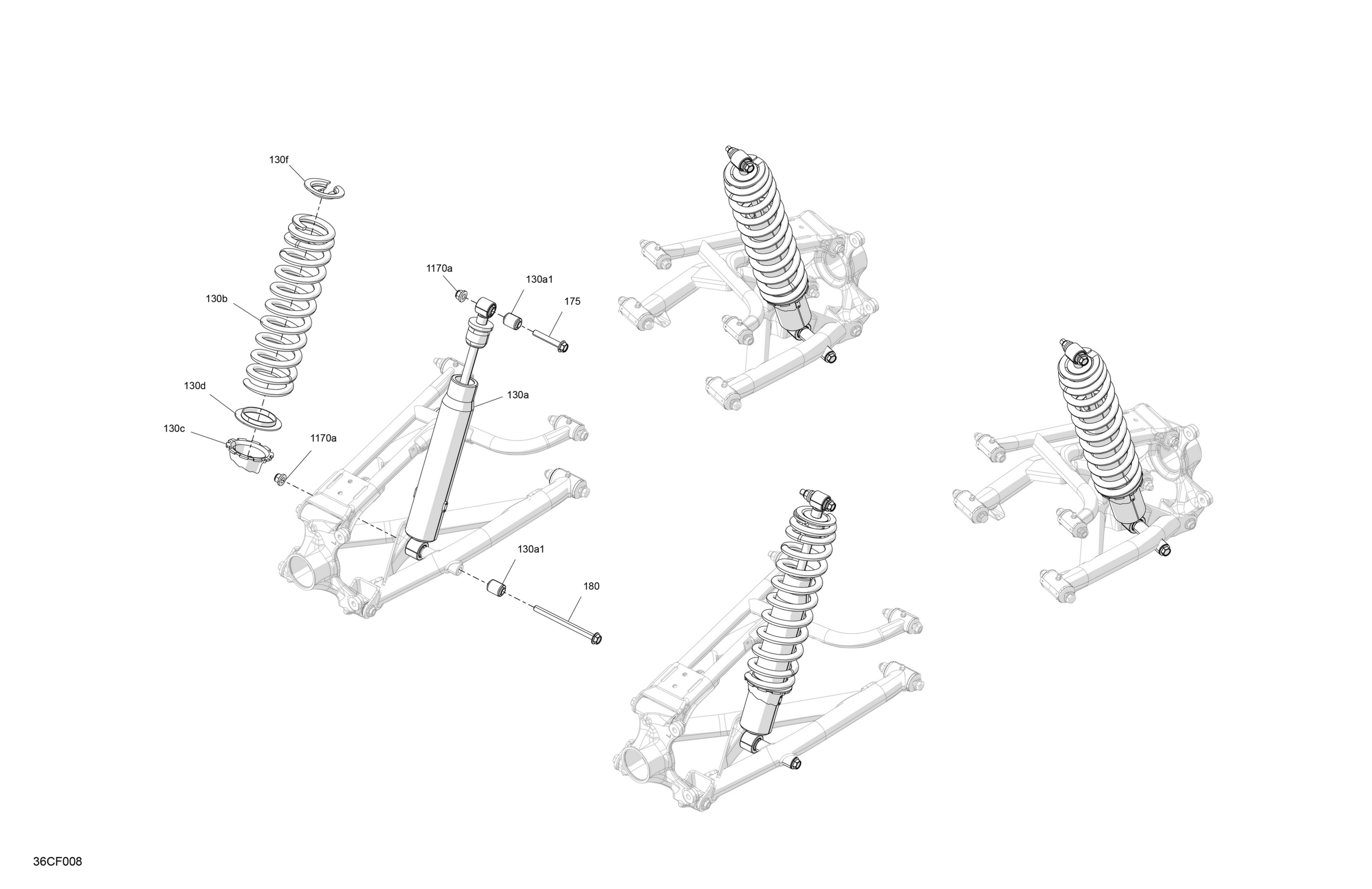 Схема узла: Suspension - Rear Shocks