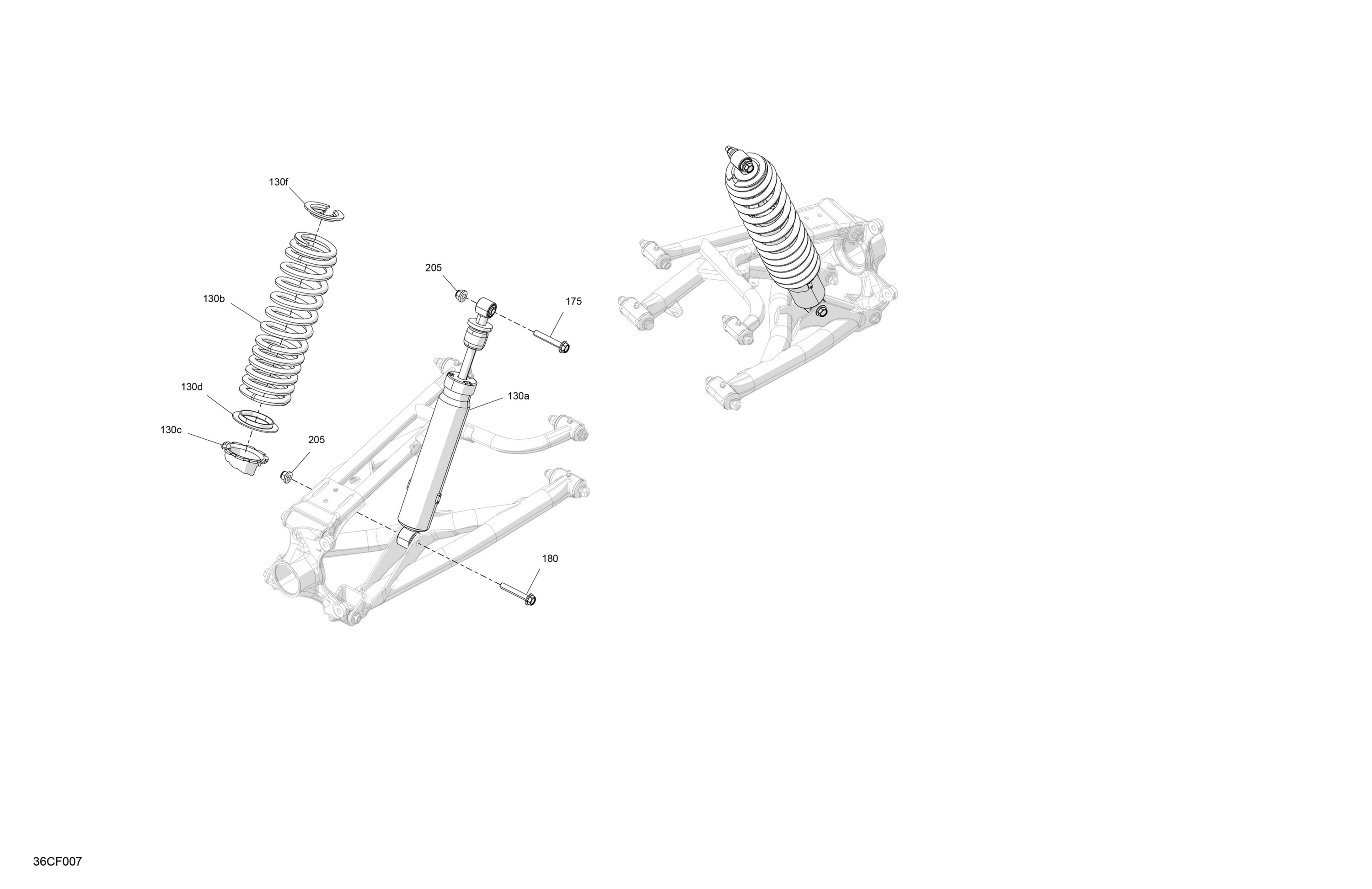 Схема узла: Suspension - Rear Shocks