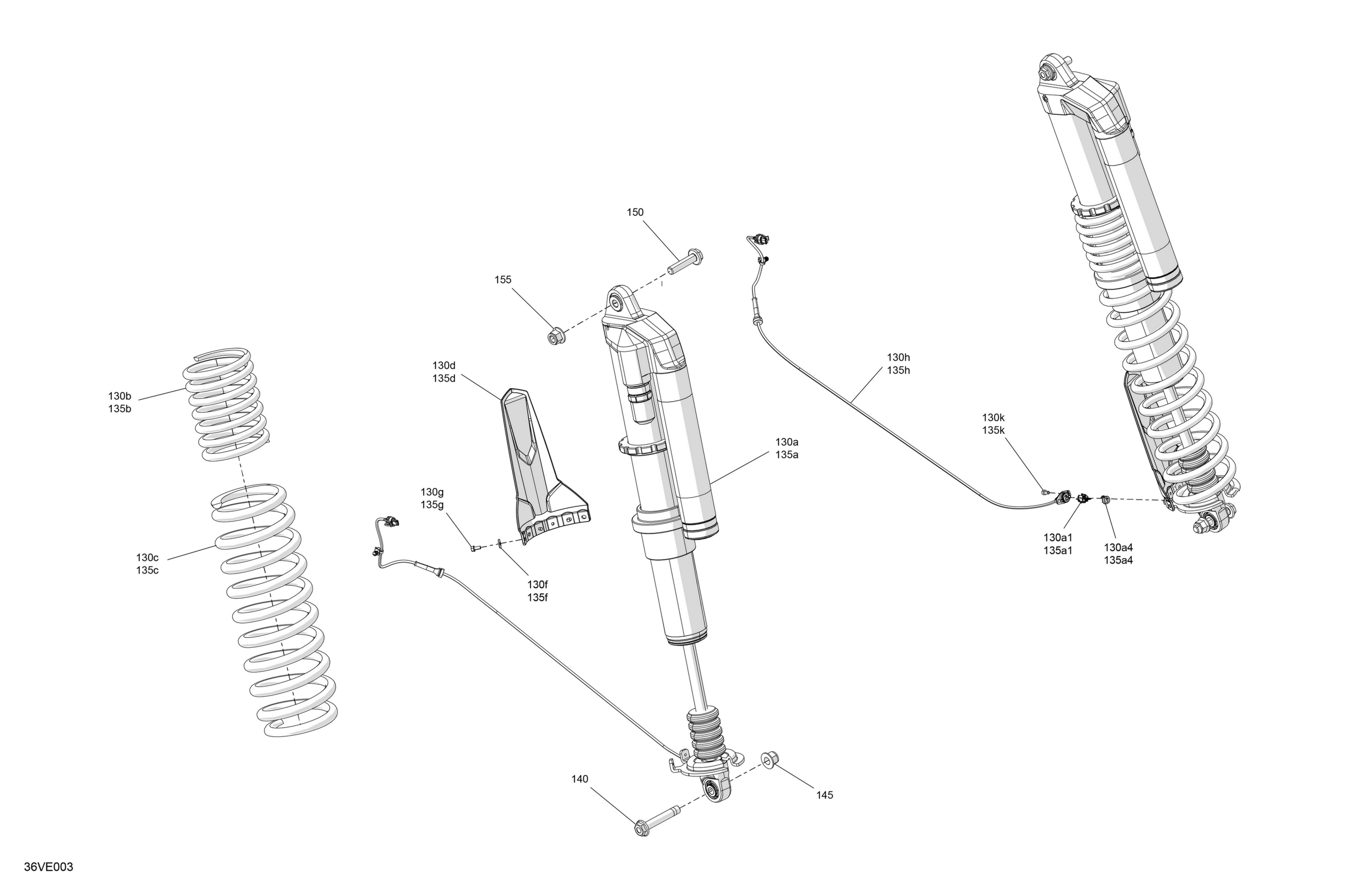Схема узла: Suspension - Rear Shocks