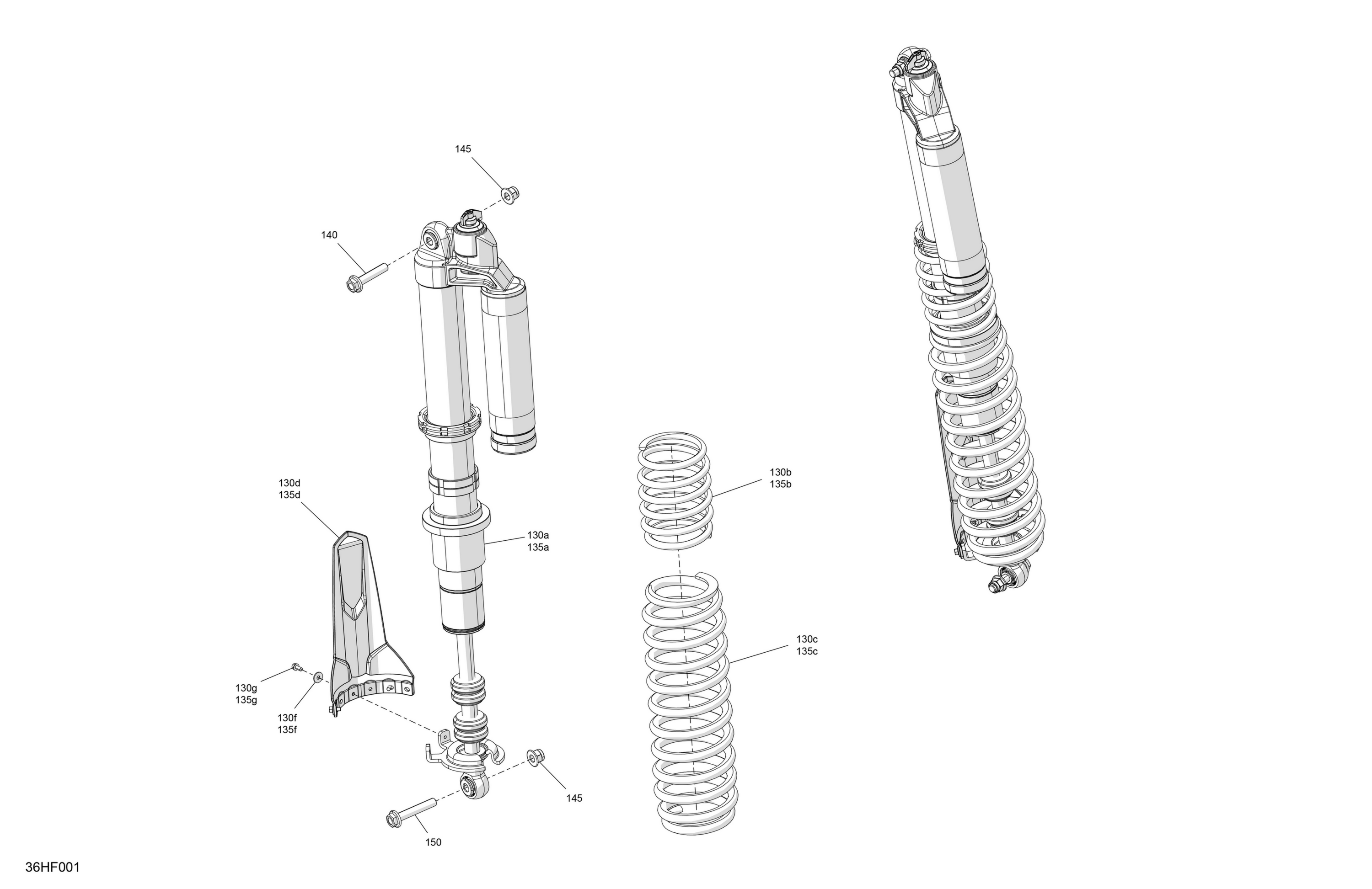 Схема узла: Suspension - Rear Shocks