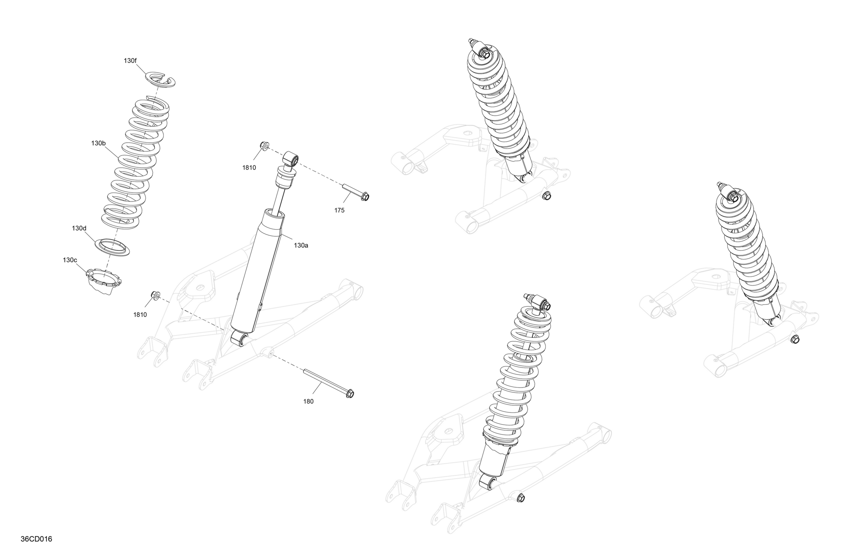 Схема узла: Suspension - Rear Shocks