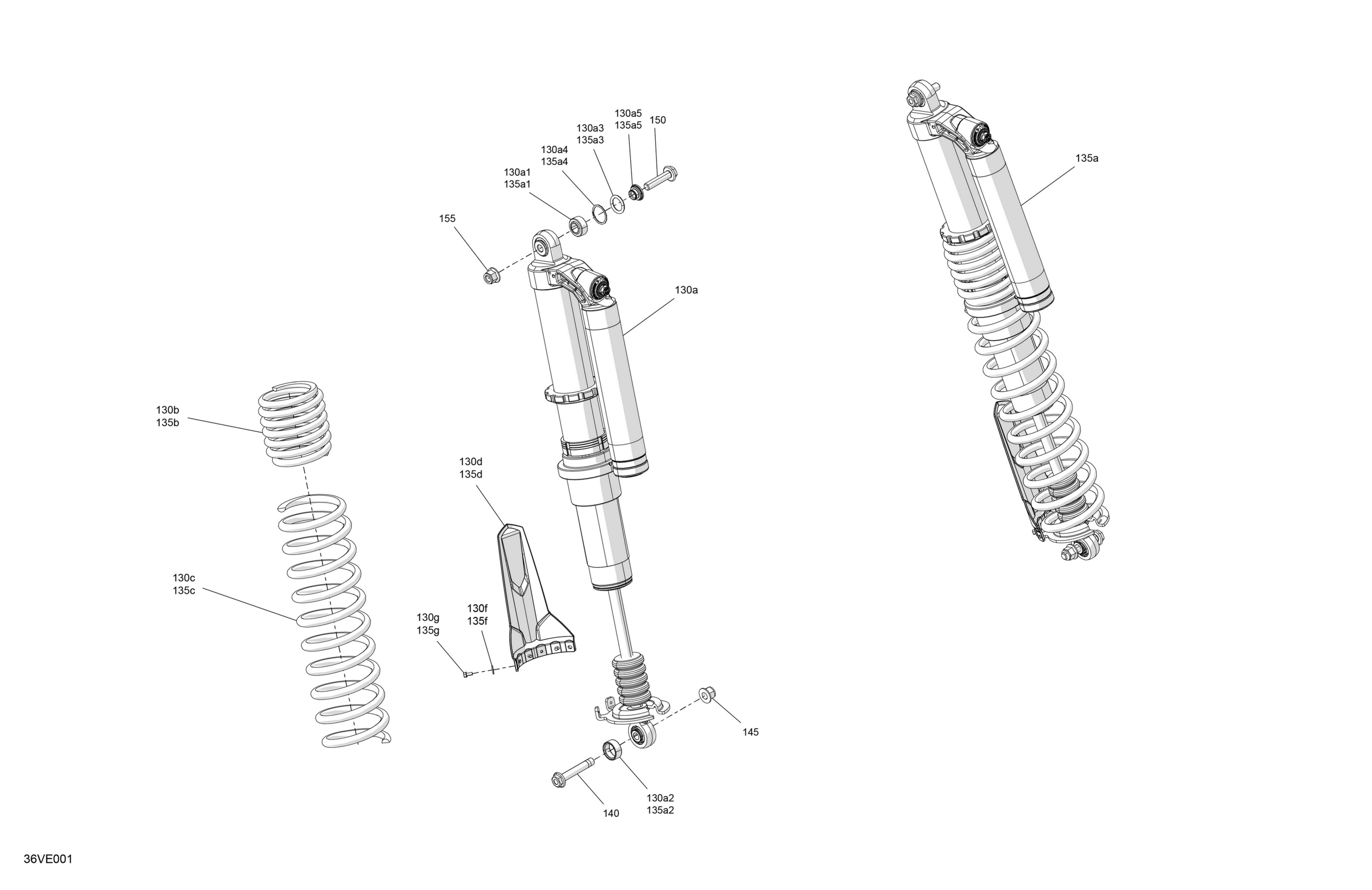 Схема узла: Suspension - Rear Shocks