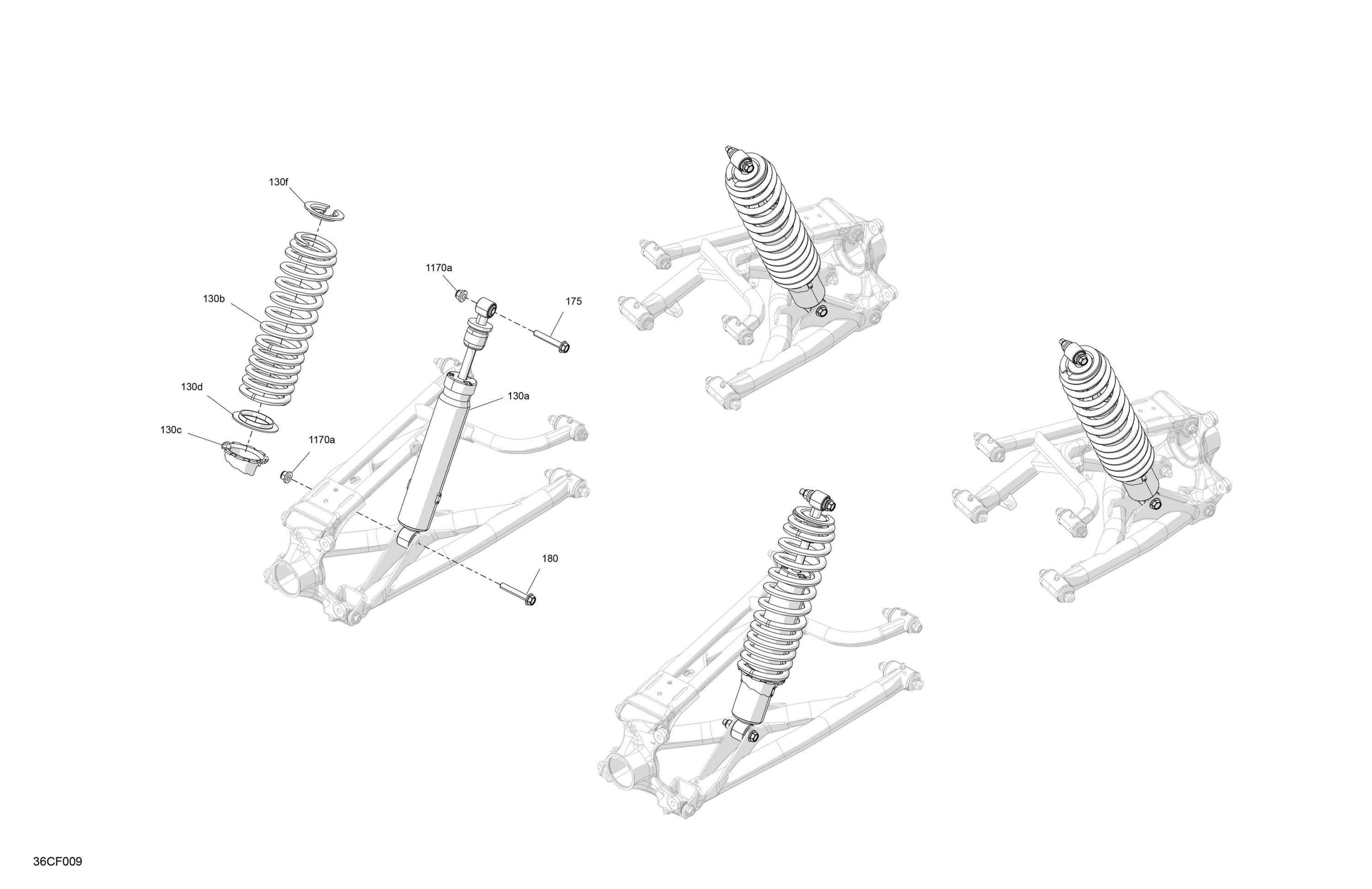 Схема узла: Suspension - Rear Shocks