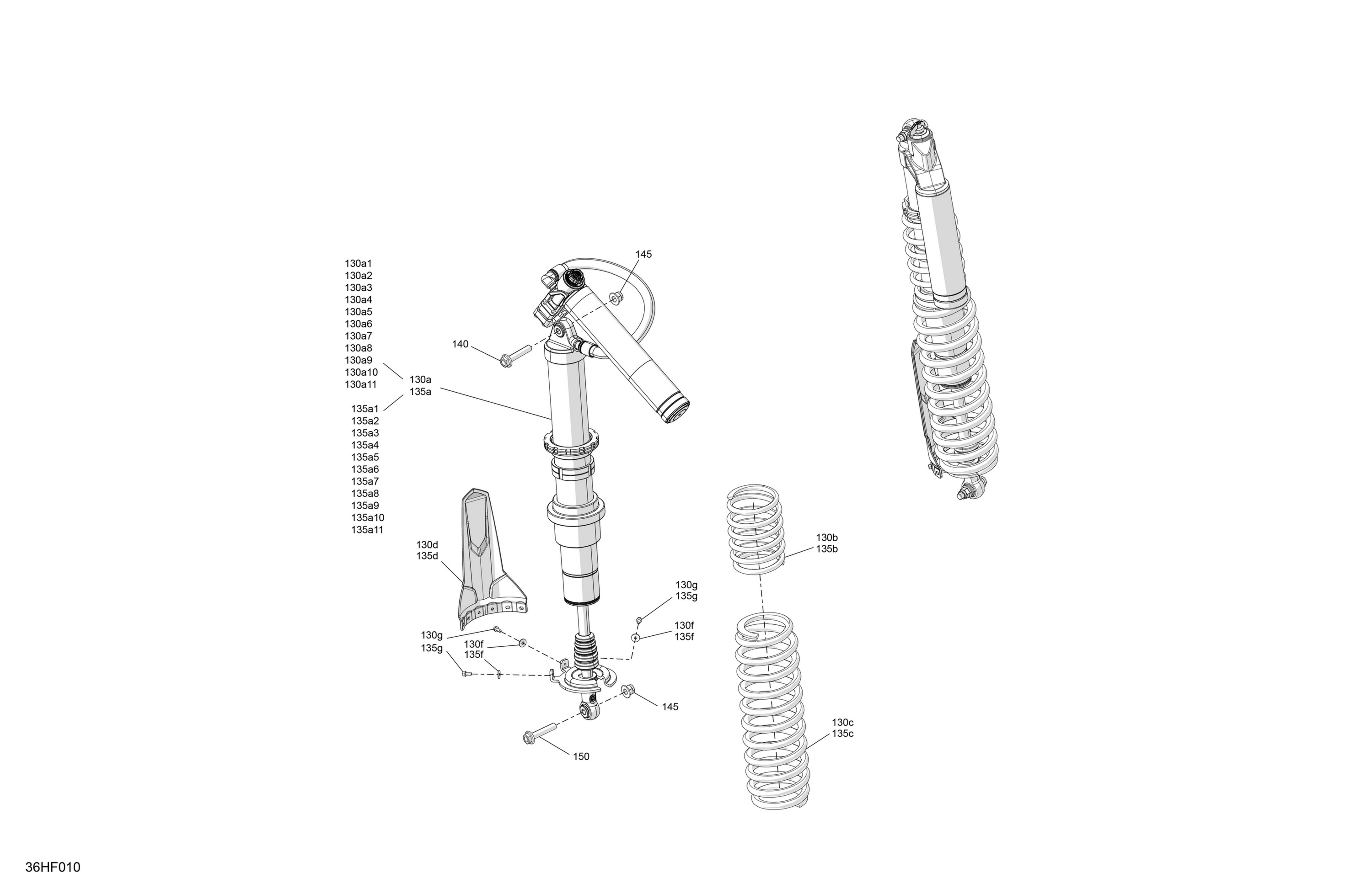 Схема узла: Suspension - Rear Shocks