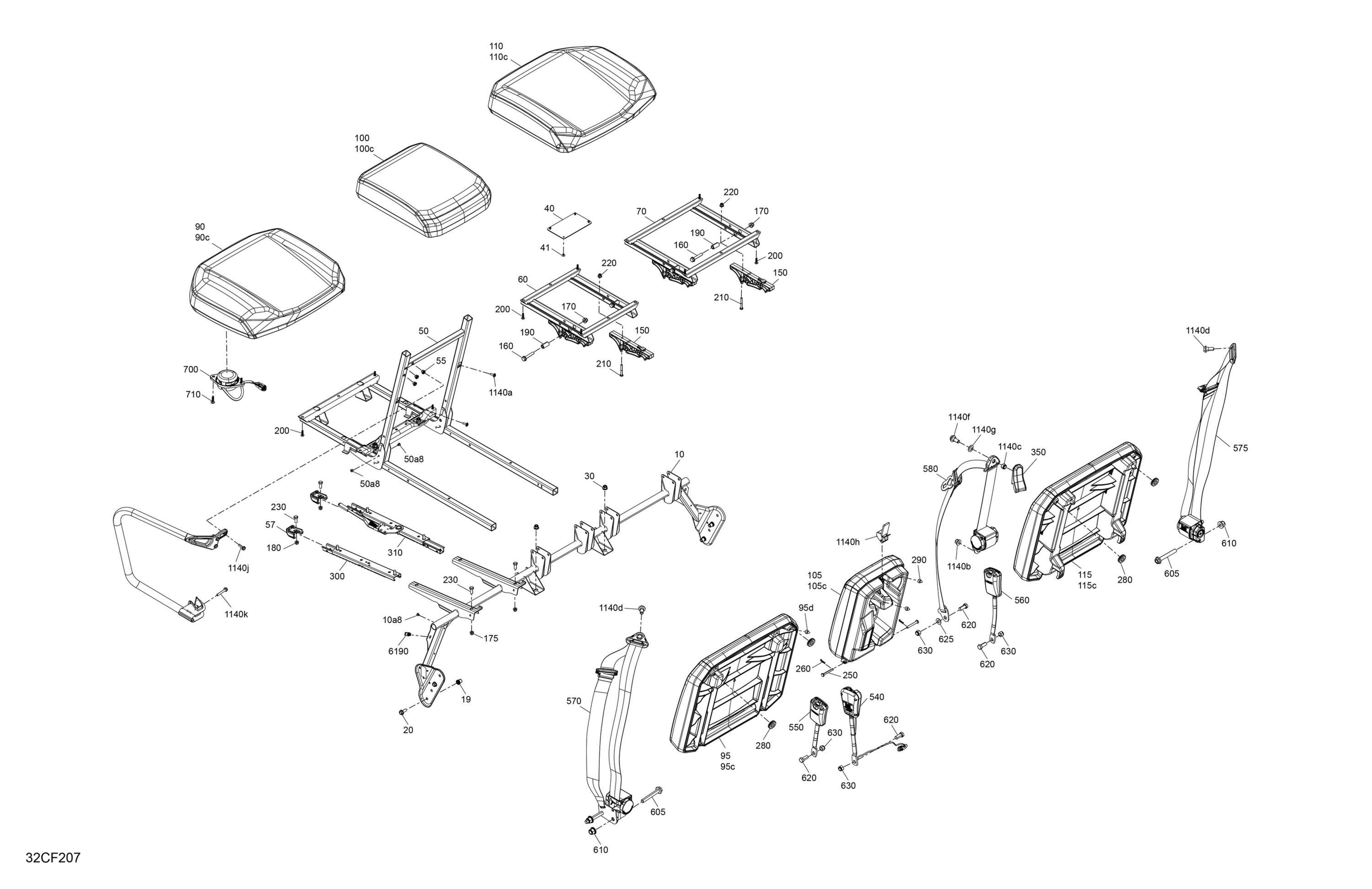 Схема узла: Body - Seat - Front Section
