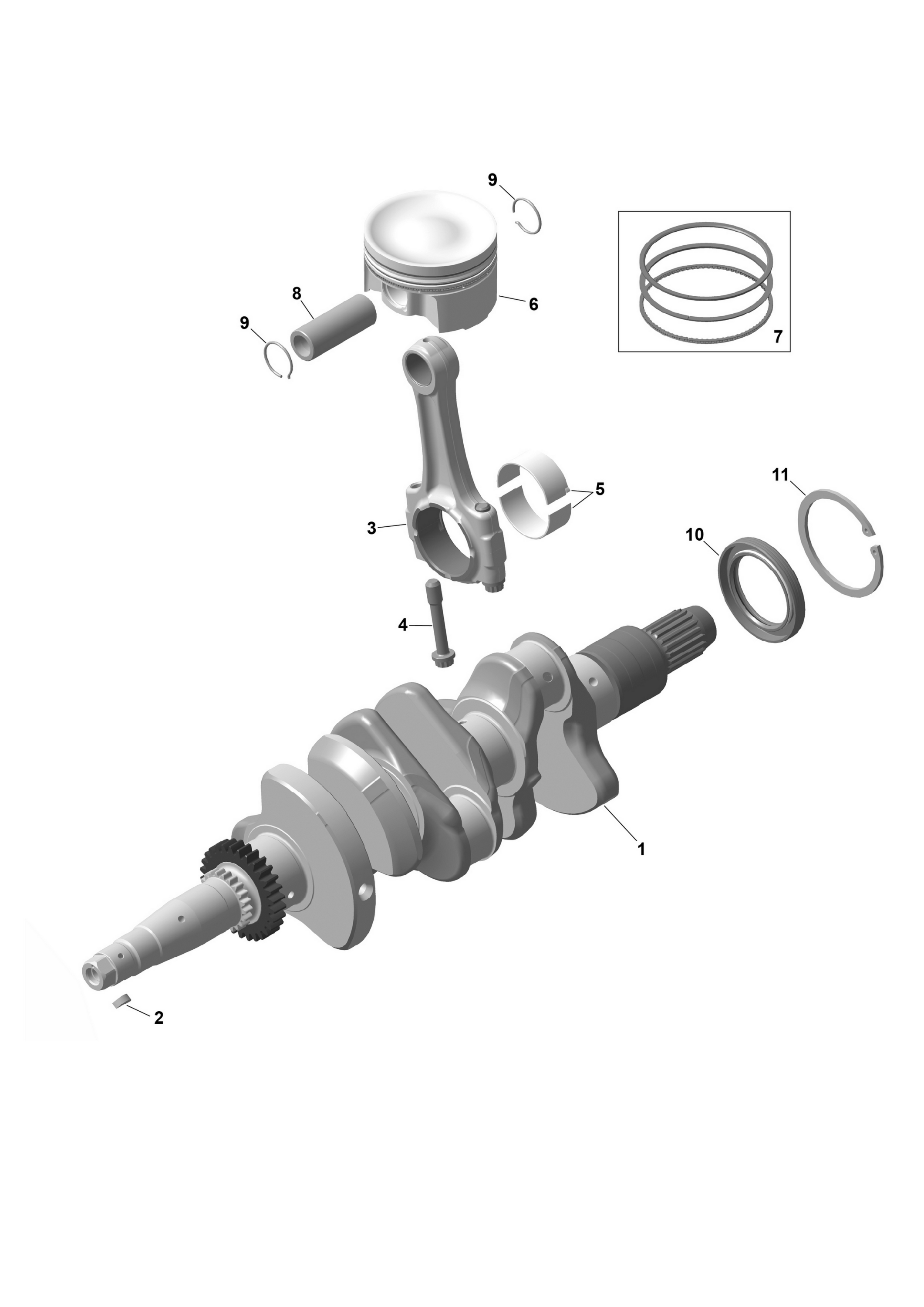 Схема узла: ROTAX - Crankshaft and Pistons