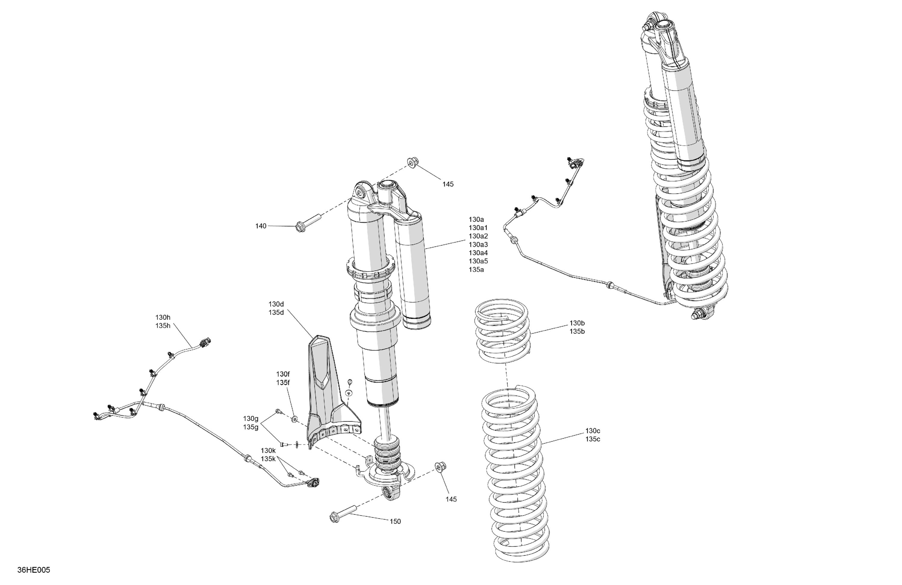 Схема узла: Suspension - Rear Shocks