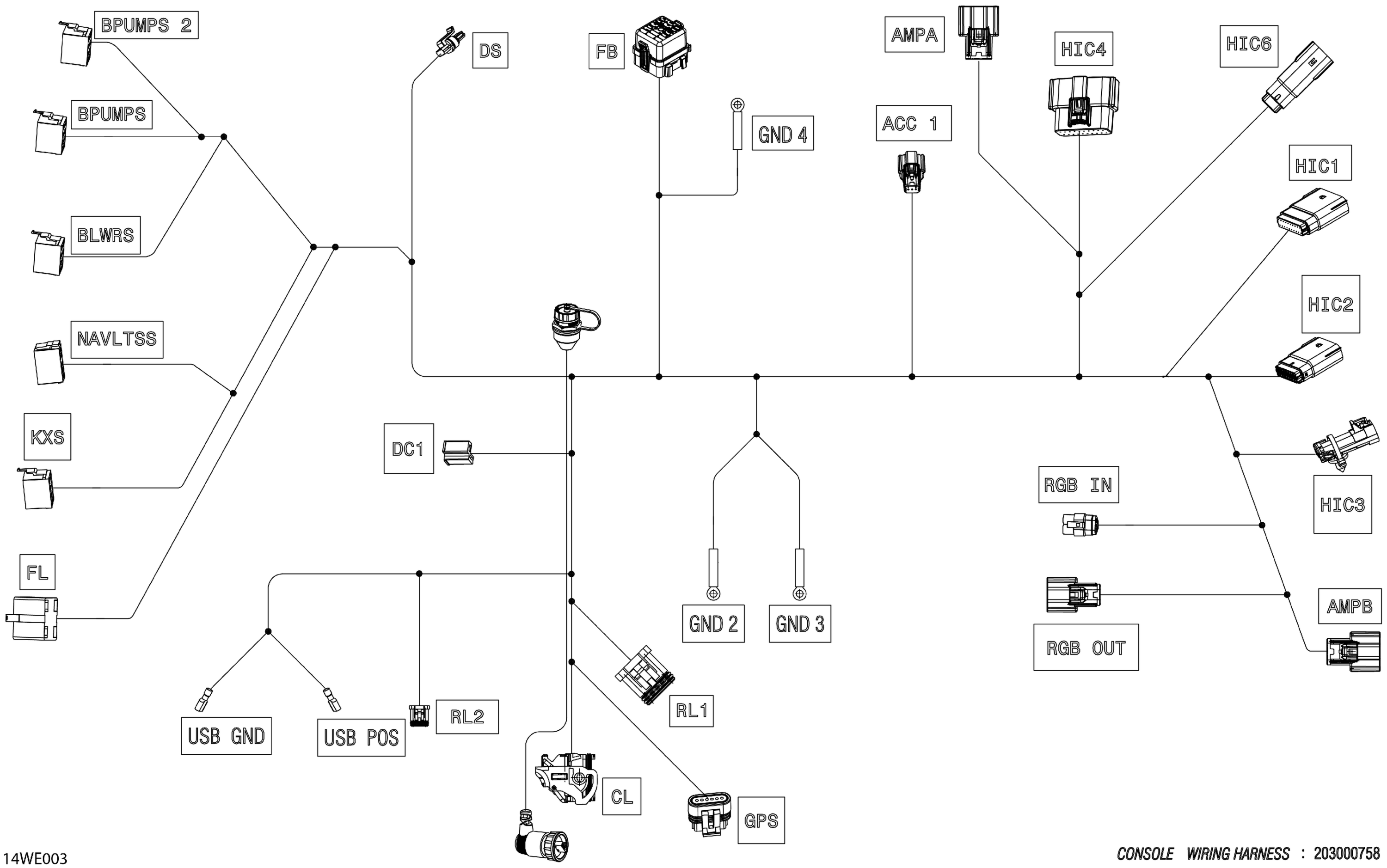 Схема узла: ELECTRIC - Console Wiring Harness - 278004239