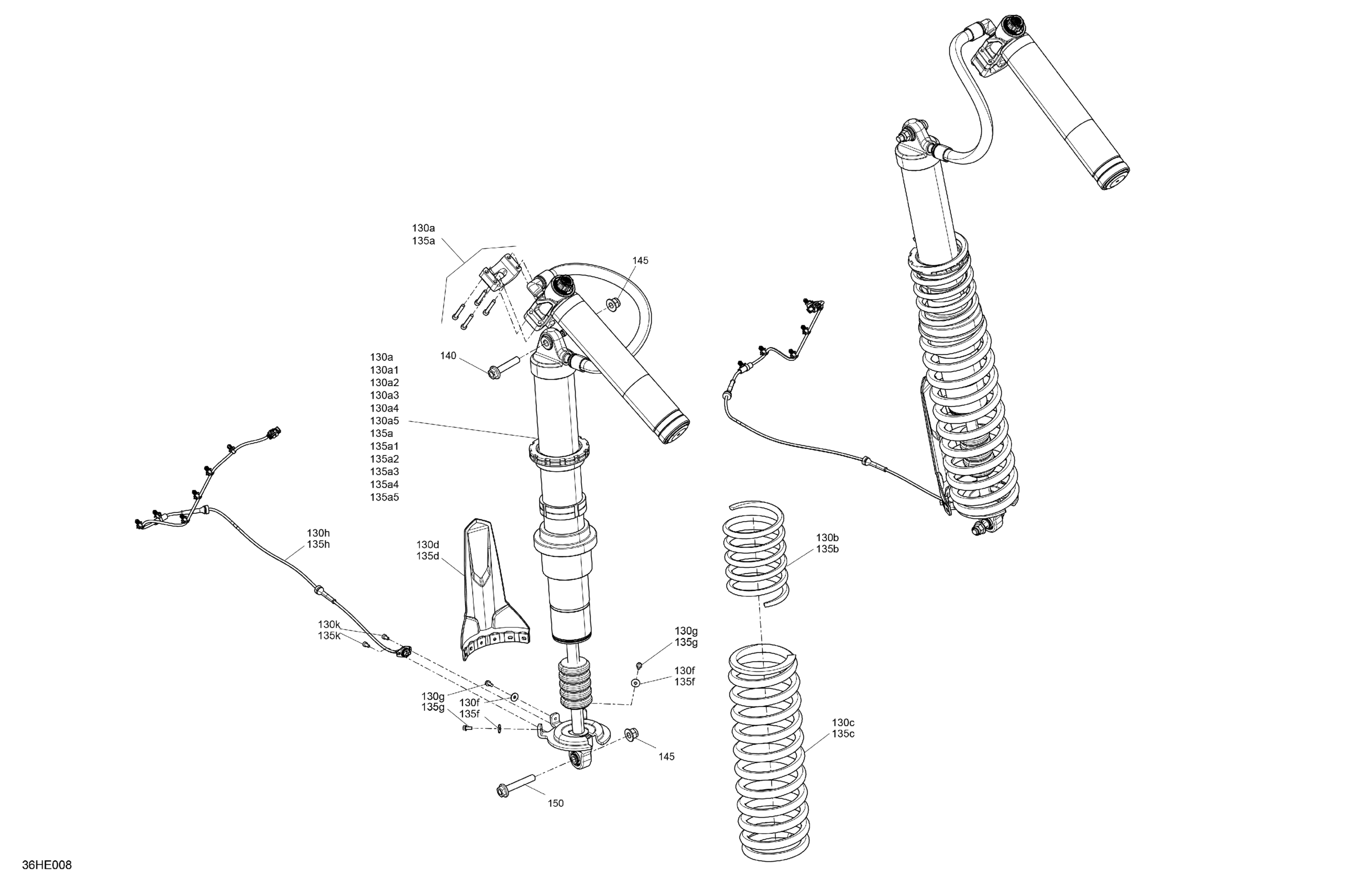 Схема узла: Suspension - Rear Shocks