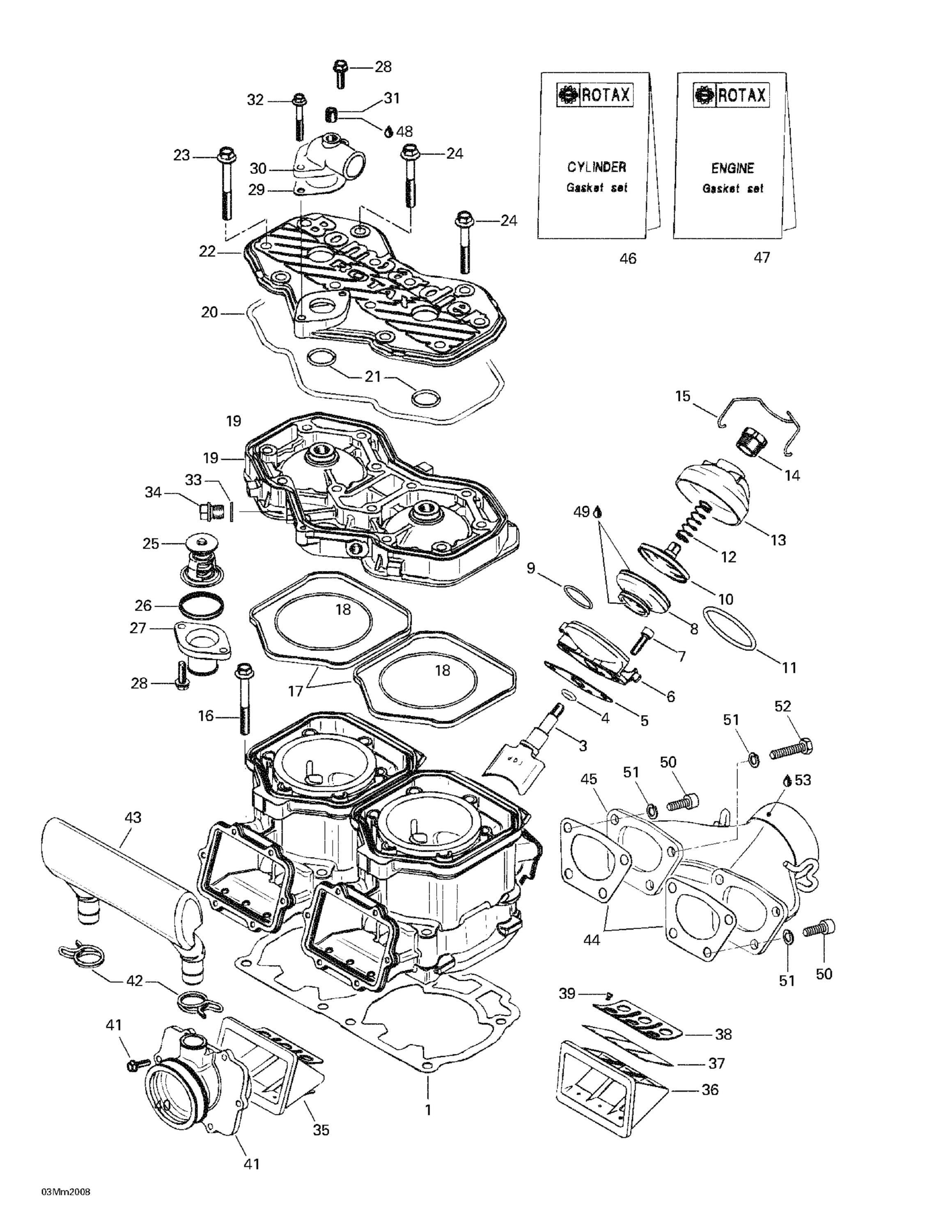 Cylinder, Exhaust Manifold, Reed Valve