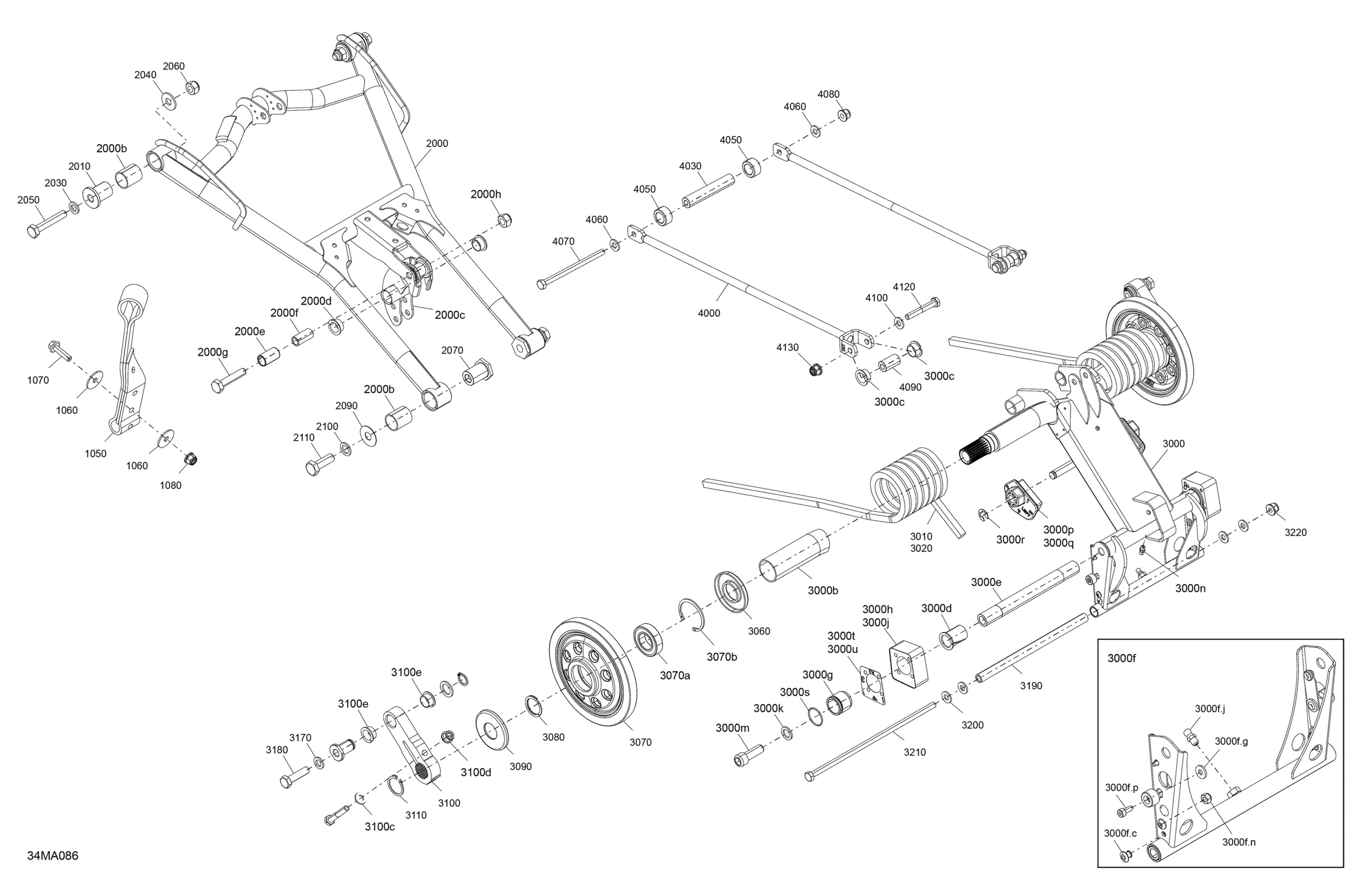 Схема узла: Suspension - Rear - Upper Section